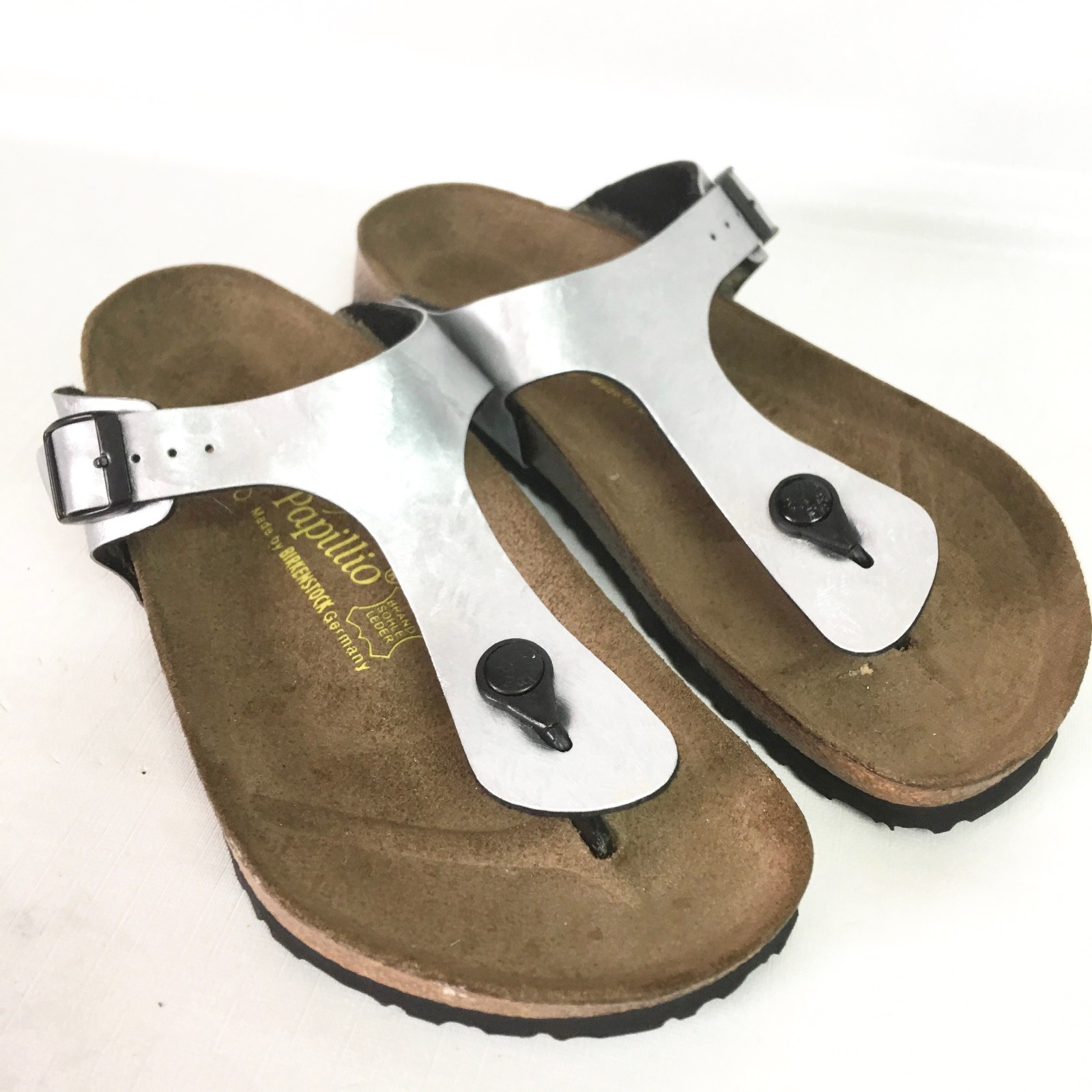 Birkenstock Papillio Womens 9 Gizeh Sandals EU 40 Silver Metallic Mens 7