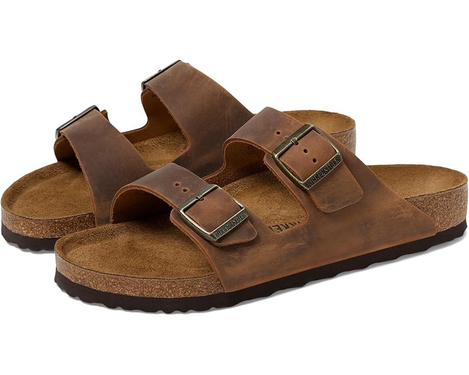 Birkenstock Arizona Oiled Leather Sandals in Cognac Models 1028272 and 1028401
