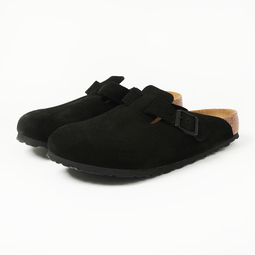 Birkenstock Boston Black Classic Suede Soft Footbed Clogs Women’s Shoes