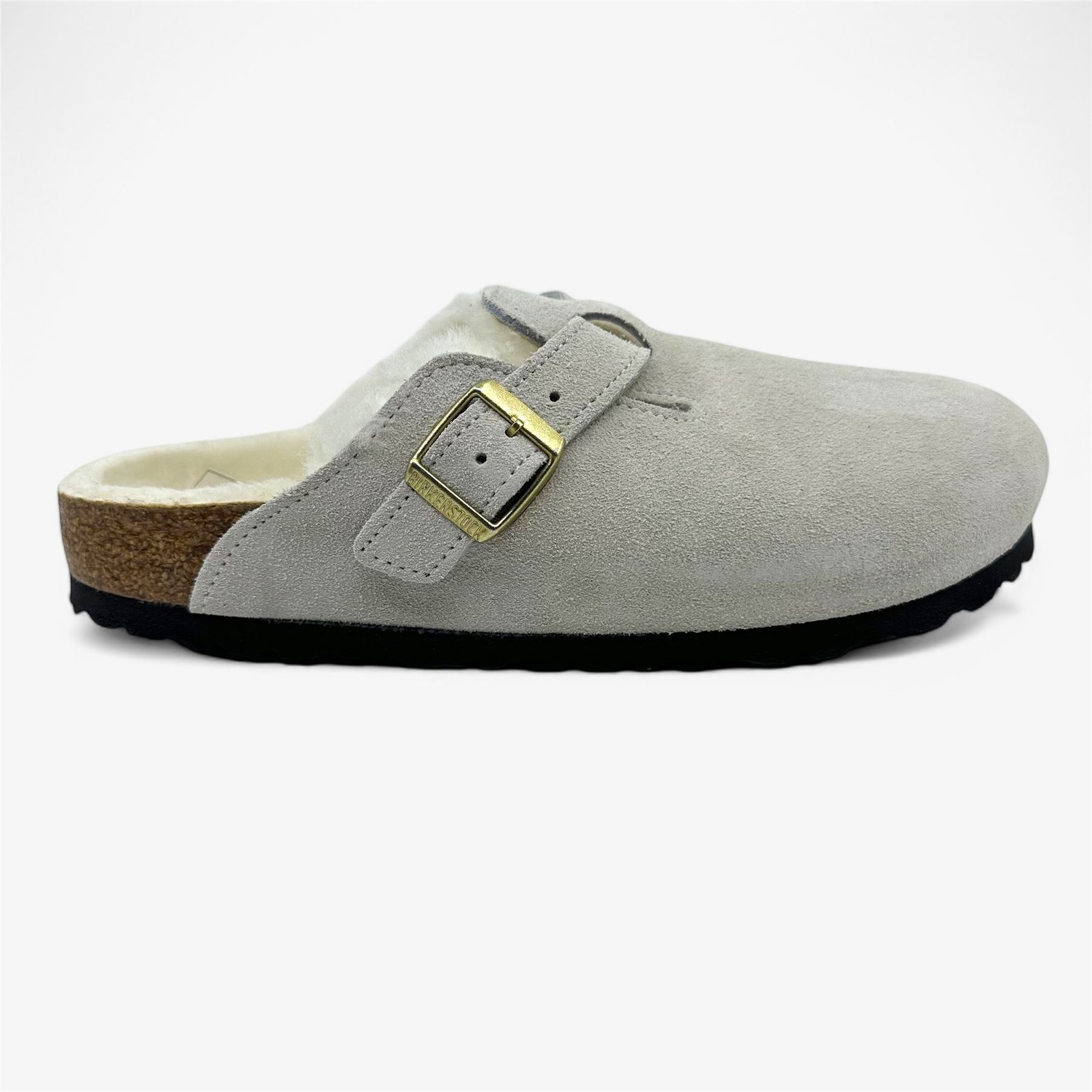 Birkenstock Boston VL Shearling Antique White Womens Narrow Soft Footbead Clog