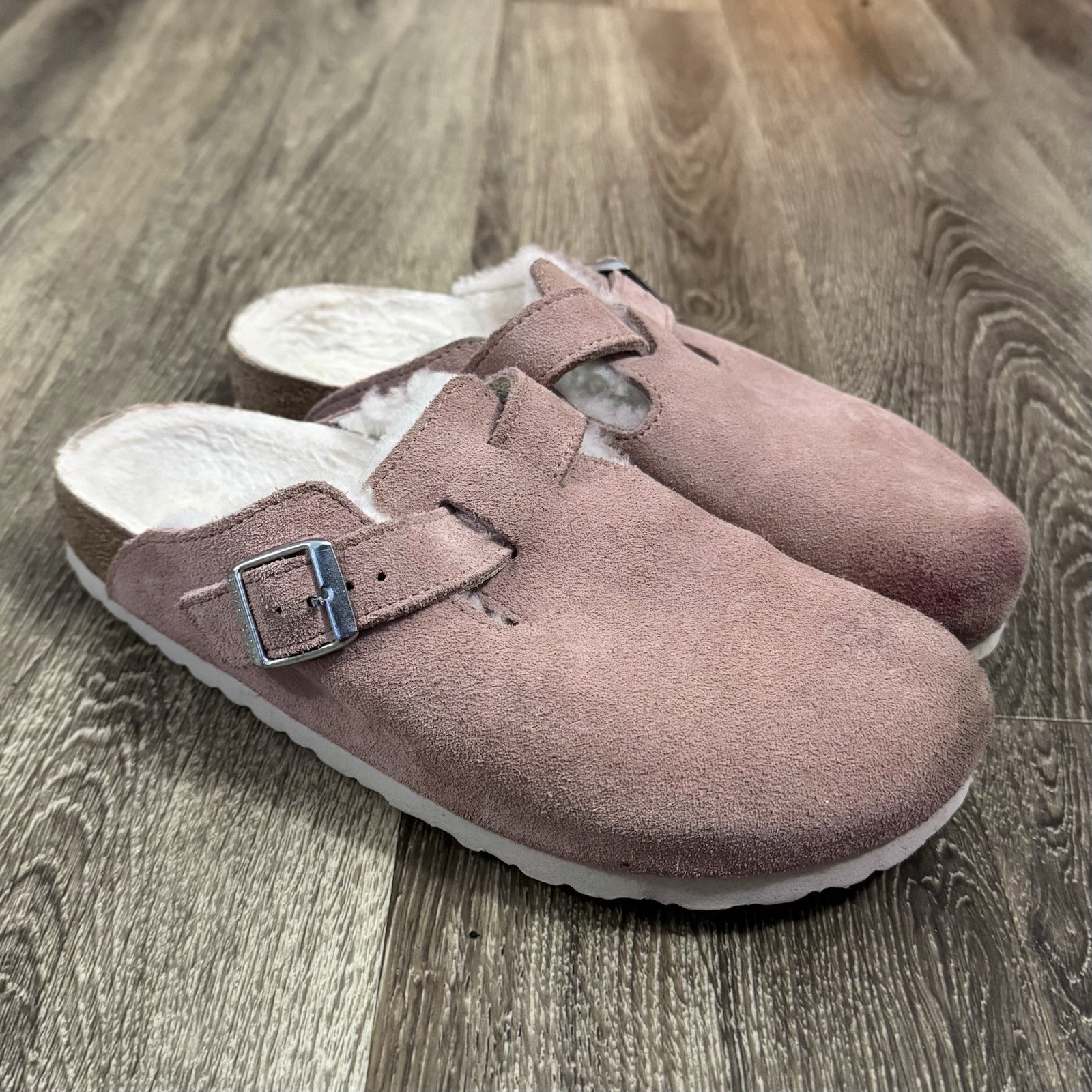 Women’s Birkenstock Boston Shearling Soft Bed Clog Blush Pink Size 40EU 9US