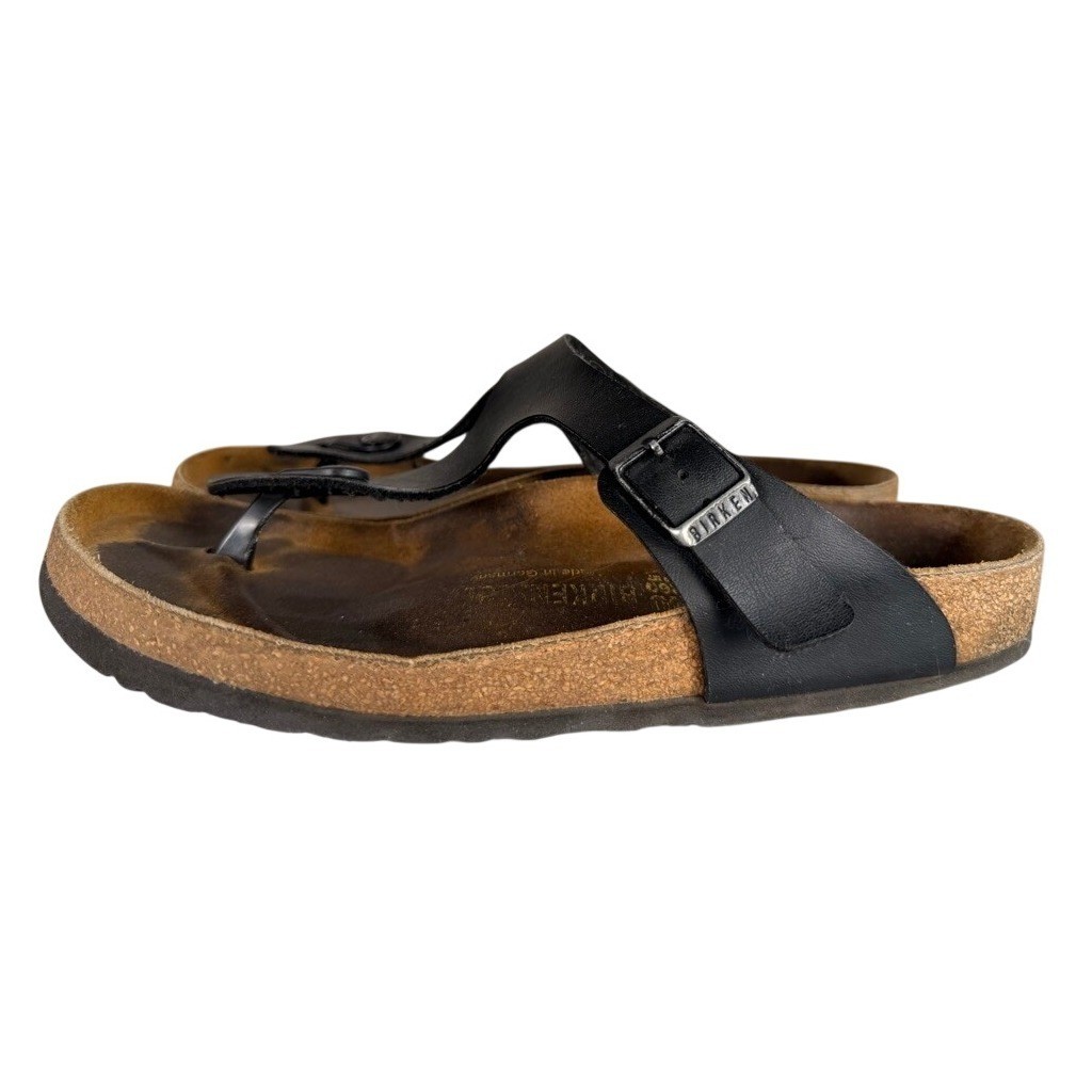 Birkenstock Gizeh Black Leather Thong Sandals Women’s Size 40 EU 9 US