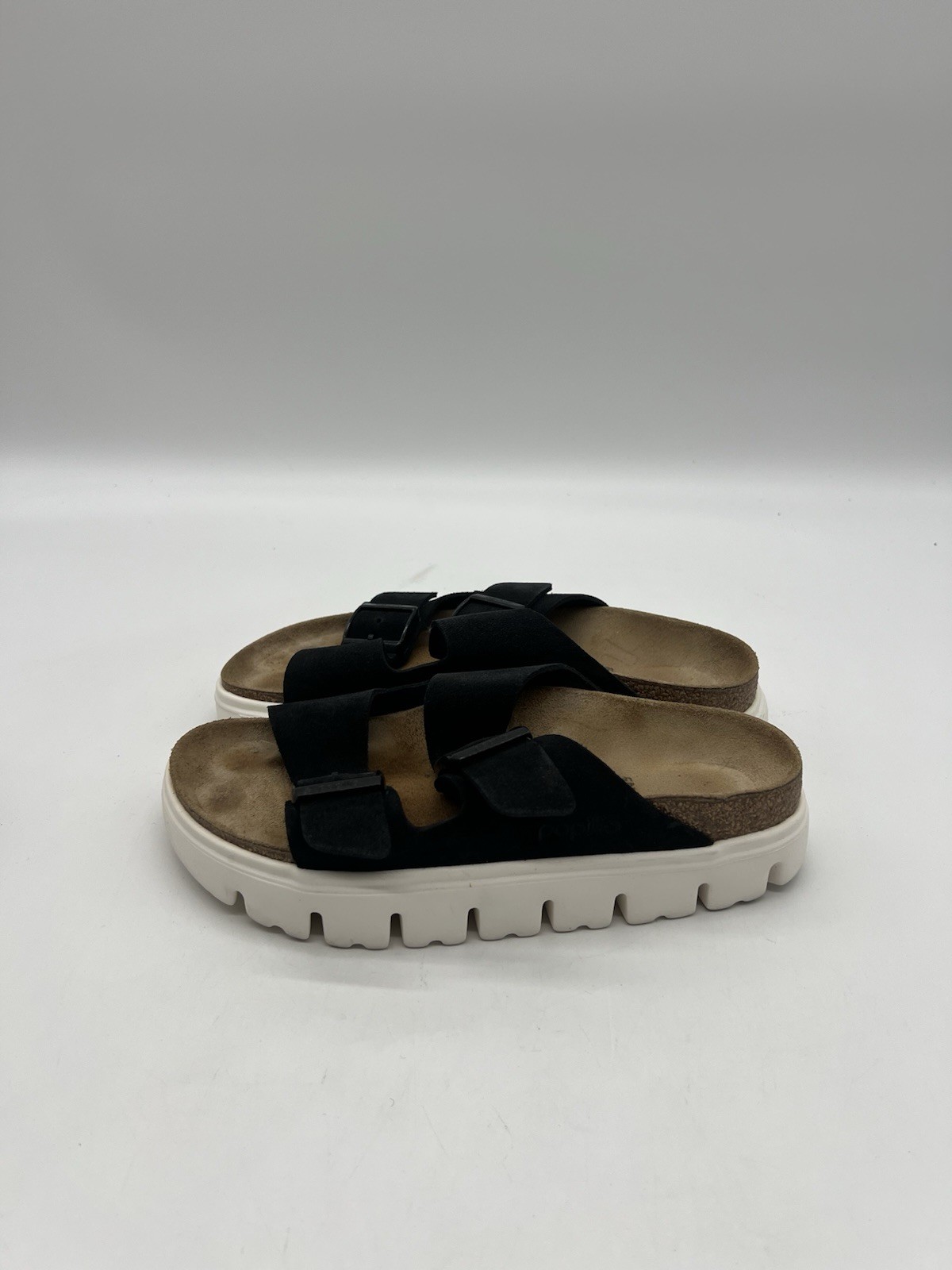 Papillio Birkenstock Arizona Chunky Women’s Sz 8 N Black Suede Platform Sandals.