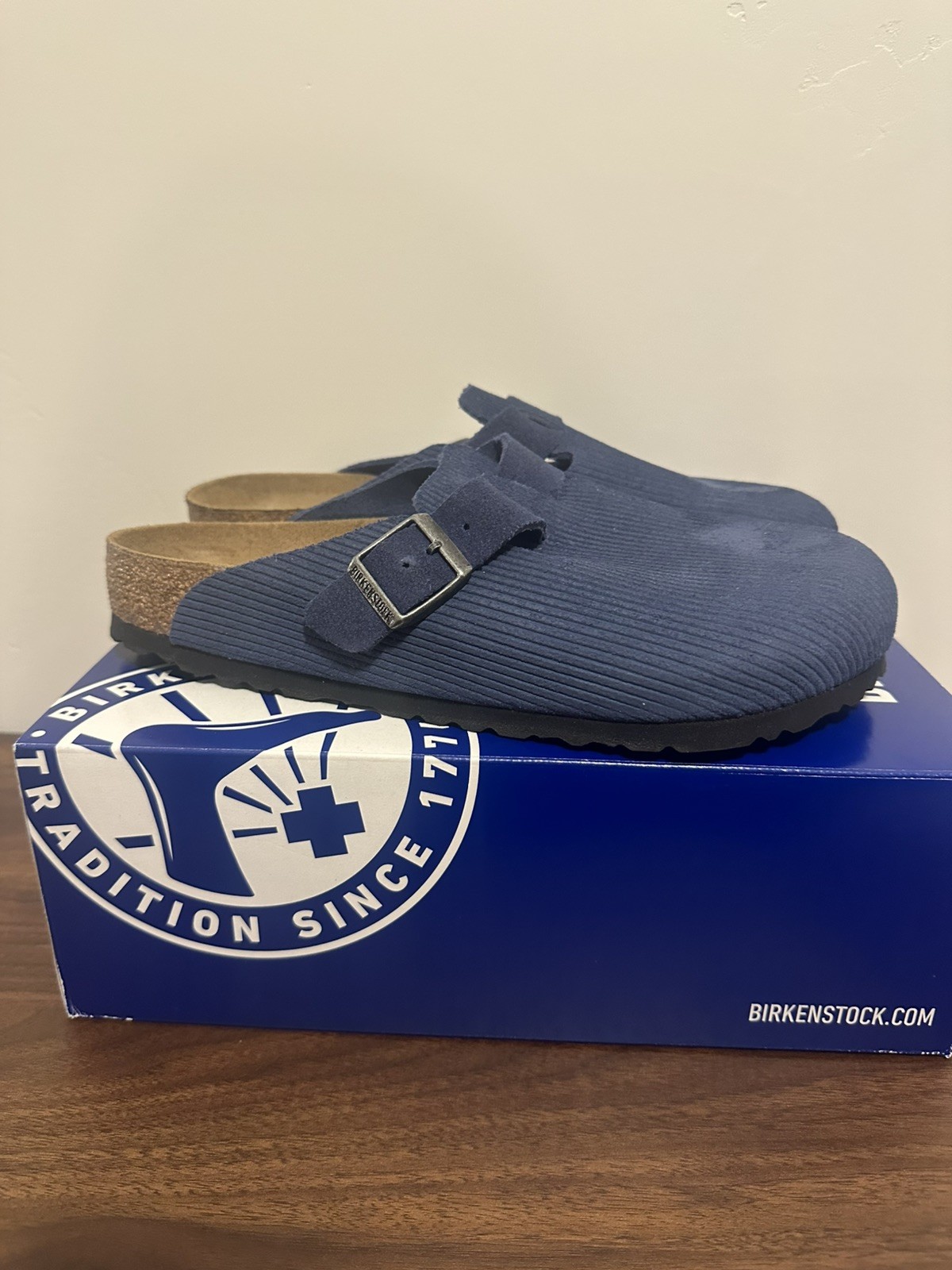 Birkenstock Boston BS Embossed Clog Sandals 1026203 Blue Size 9 Men’s / EUR 42