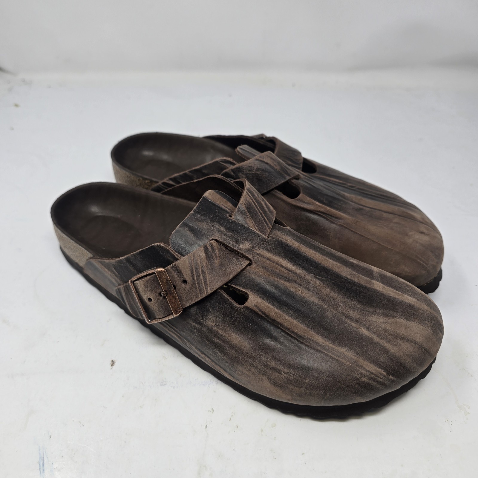 Birkenstock Boston EU 42 Womens 11 – Mens 9 Distressed Dark Brown Leather