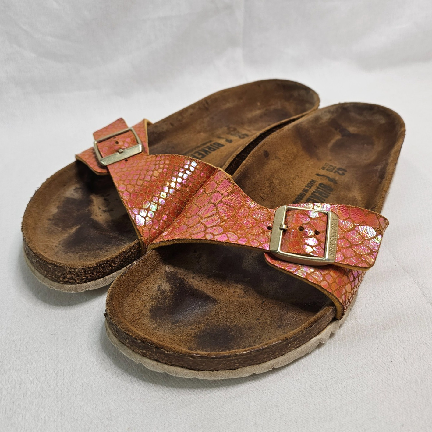 Birkenstock Madrid Pink Snake Print Slides Sandals Women’s Size 42 US 11 N