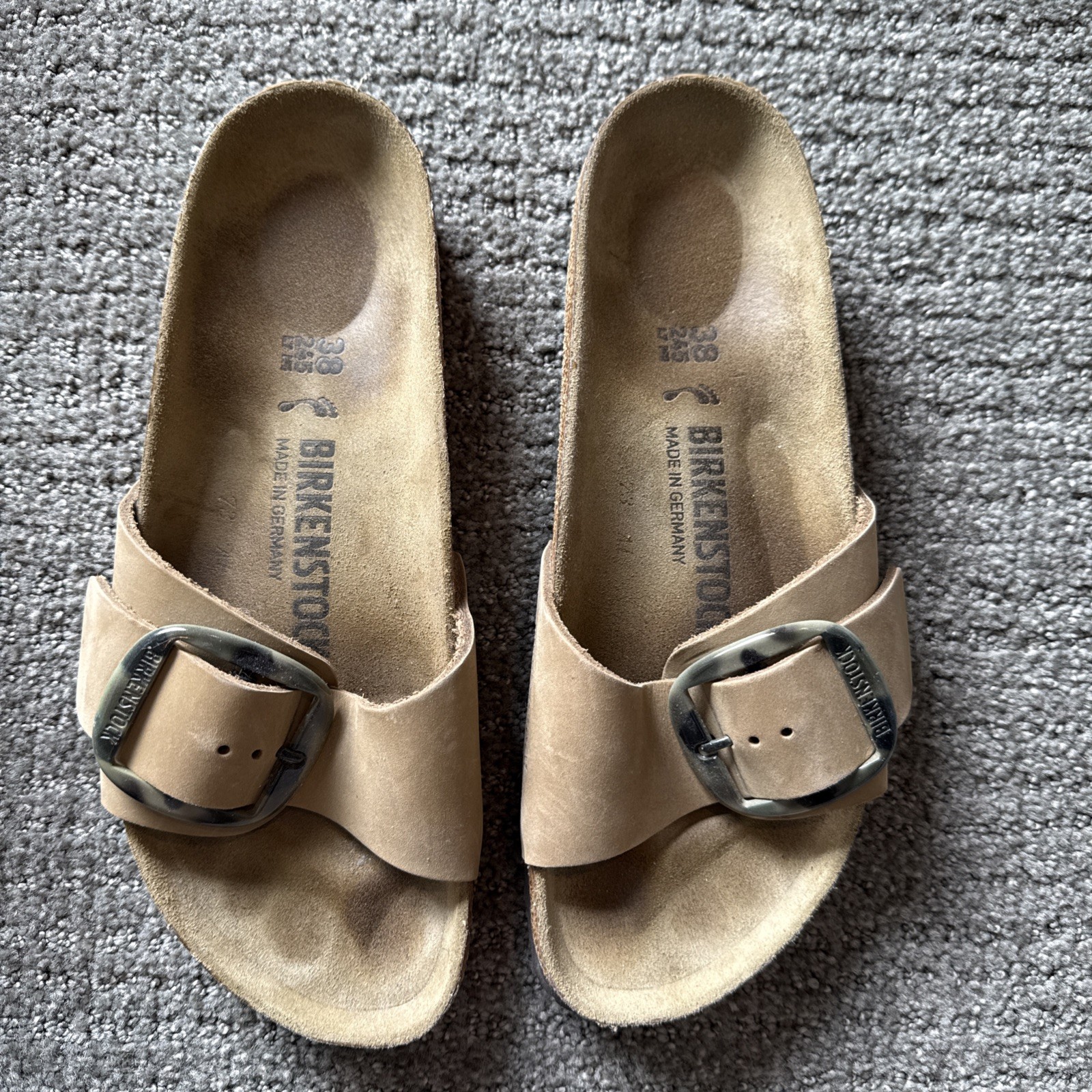 Birkenstock Madrid Big Buckle Women’s Sandals – Cognac Brown Tan , US 7.5 M