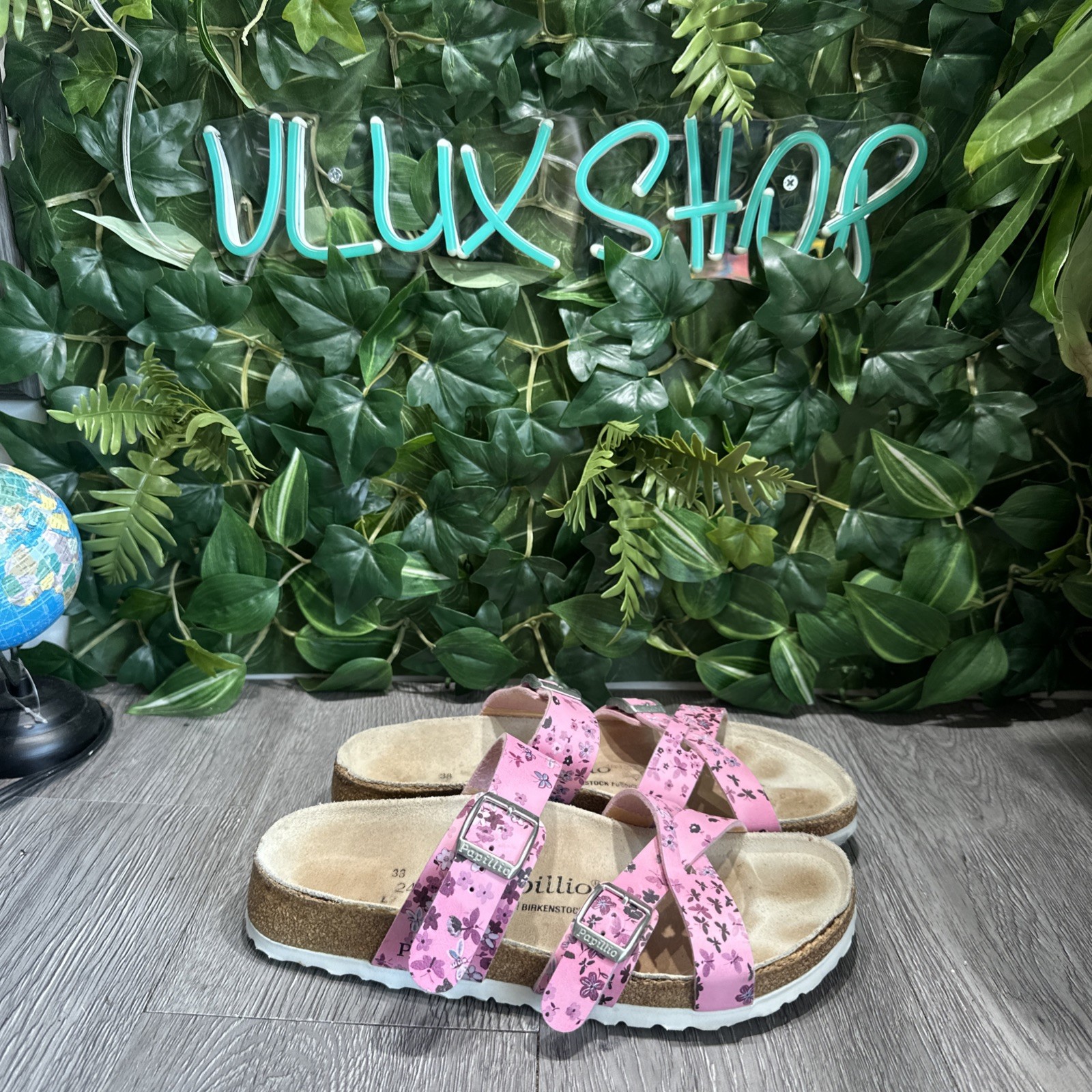Birkenstock papillio Sandals Pink Butterfly Print blue size 38 Narrow L7