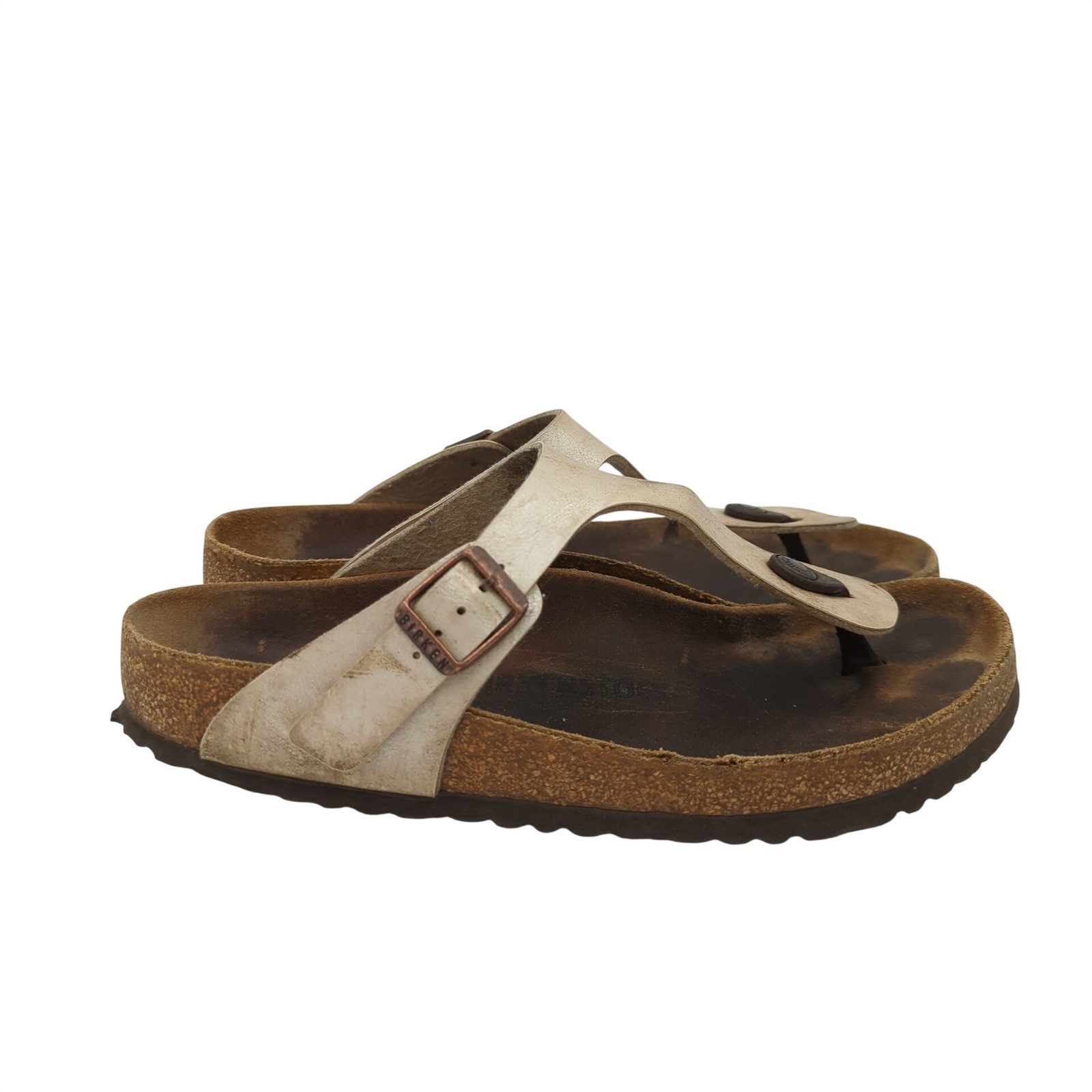 Birkenstock Gizeh Women Size 8 EU 39 Tan Leather Thong Sandals Regular Width