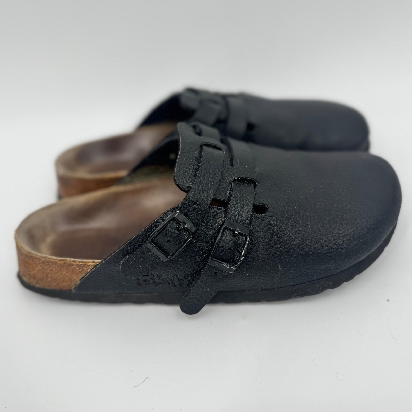 Birkis by Birkenstock Boston Clogs Black Double Buckle Narrow Women’s 6-6.5 37