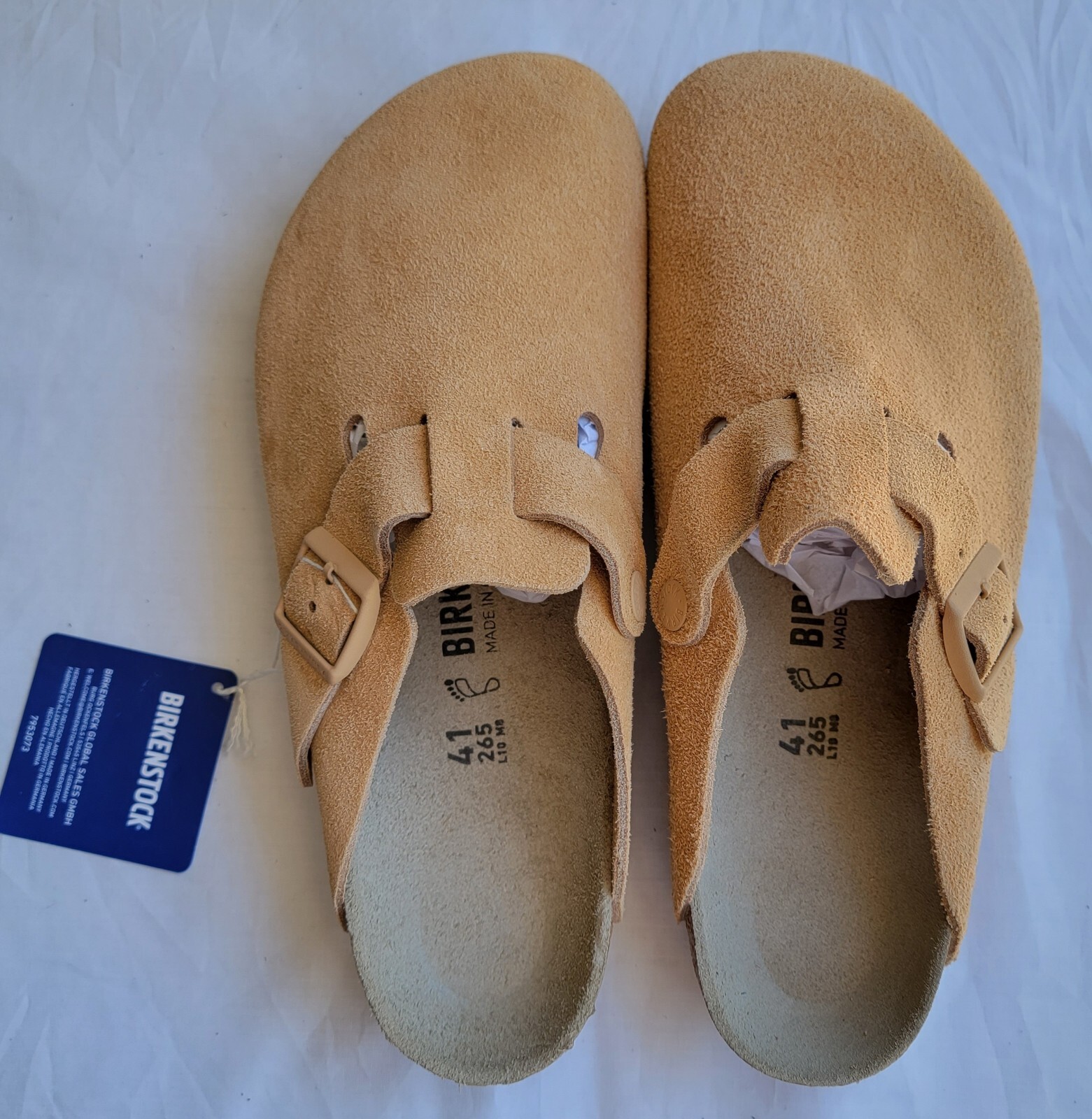 Birkenstock Boston Bs Color Clay  Latte Cream Suede Clog Regular Wide