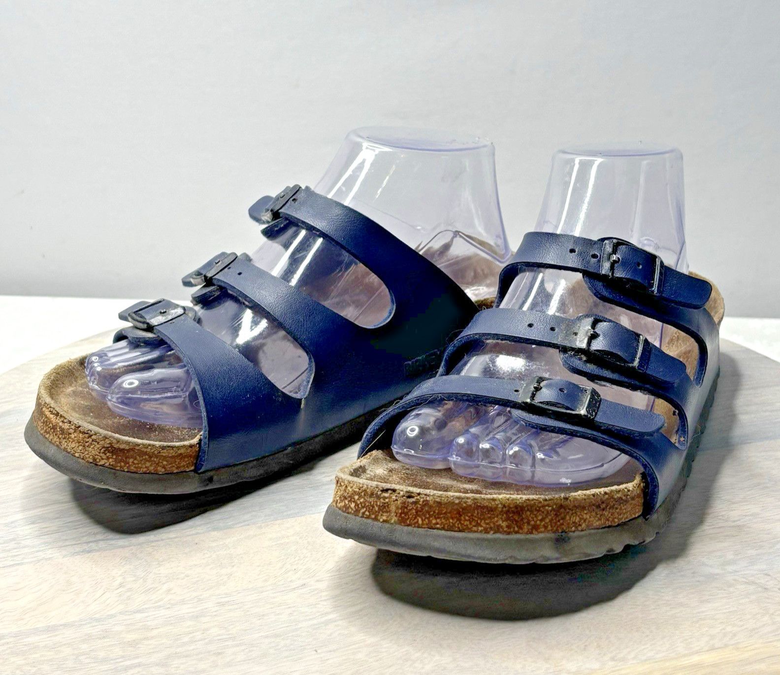 Birkenstock Florida Womens Size 8 Blue Faux Leather Slide Sandals