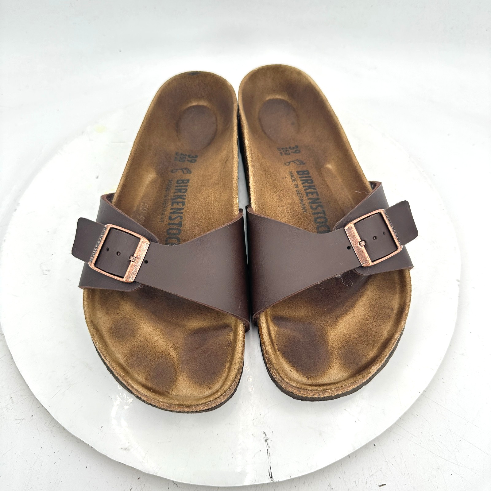 Birkenstock Madrid Women Size 8 Brown Leather Buckle Slide Comfort Sandal