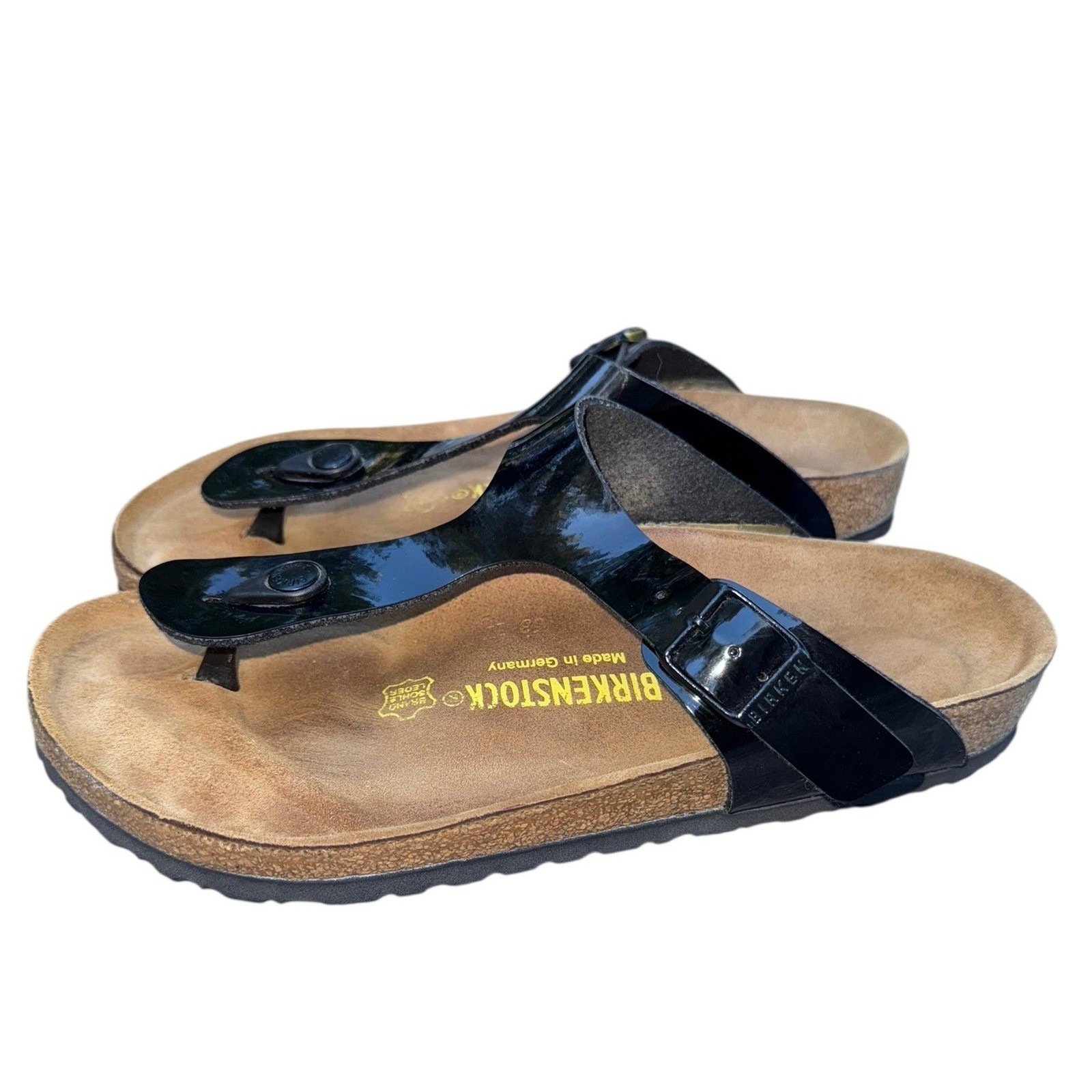 Birkenstock Gizeh Women’s Size 39 (8-8.5) Black Patent Leather Sandals Comfort