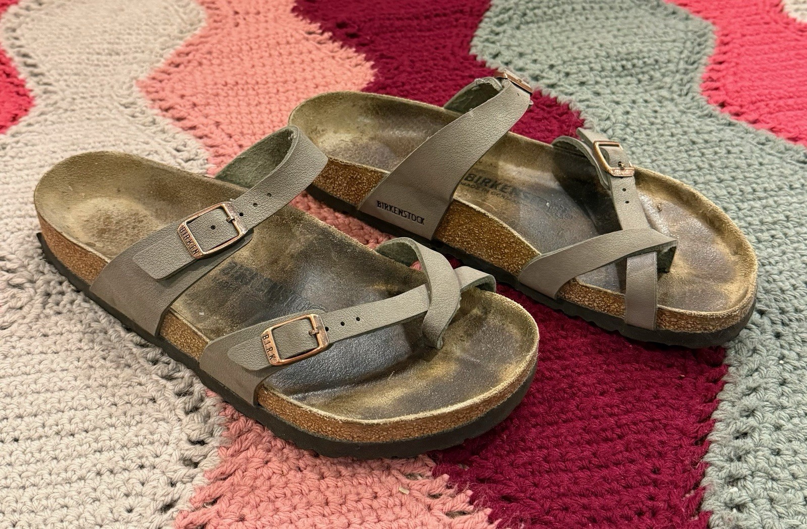 Birkenstock Mayari Sandals Women’s US 9 EU 40 Light Gray Brownish Leather