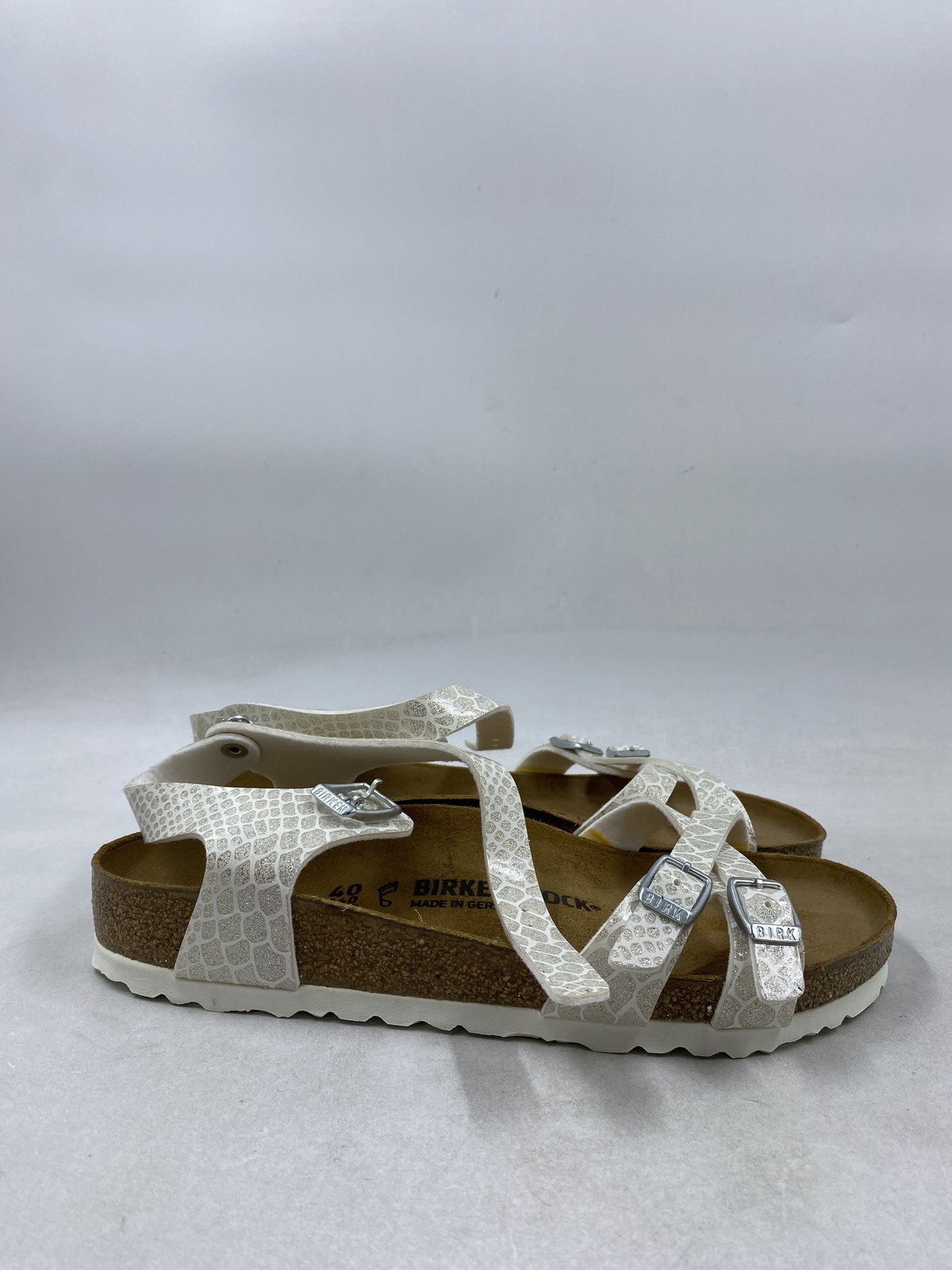 Birkenstock White Synthetic Buckle Slide W 9