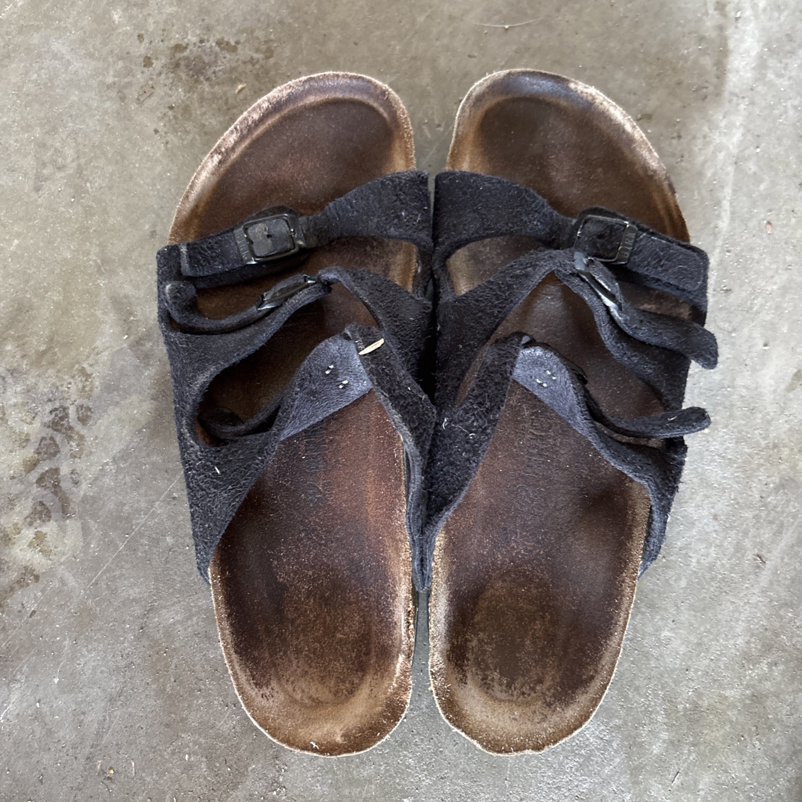 Birkenstock Florida Black Triple Strap Sandals Lightly Worn Felt Size 39