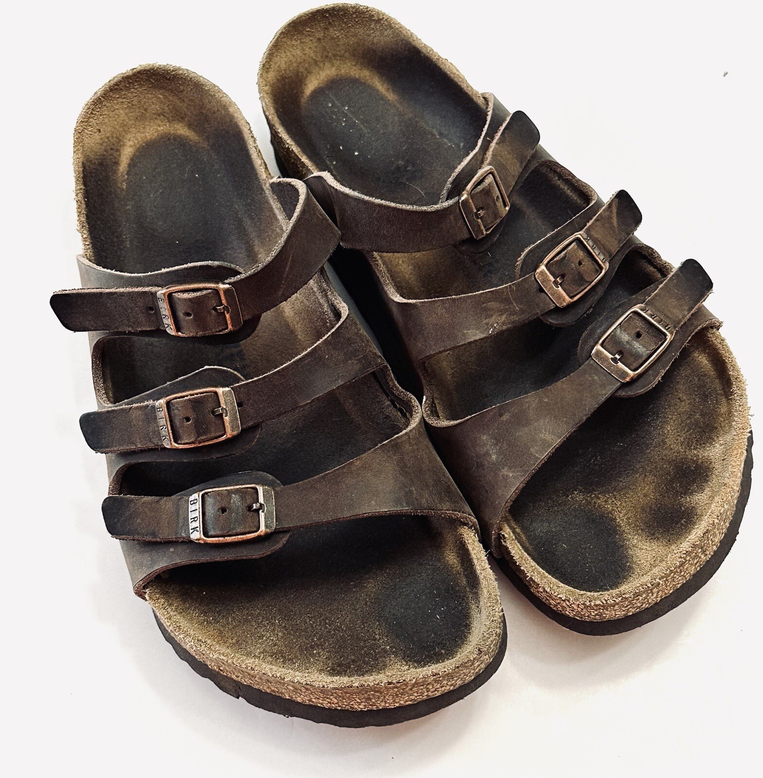 Birkenstock Womens Florida Birko Flor Brown Three 3 Strap Sandals EU 39 US 8 8.5