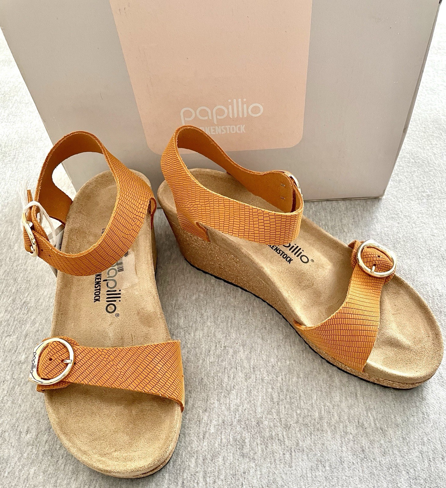 Papillio Birkenstock Soley Wedge Buckle  Sandal Burnt Orange Size 41/US 10 NWT