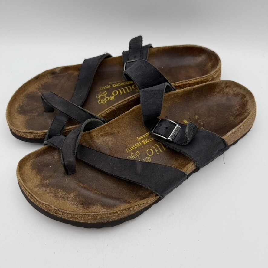Birkenstock Papillio Mayari Toe Loop Sandals Black Adjustable Size 38 L7 M5