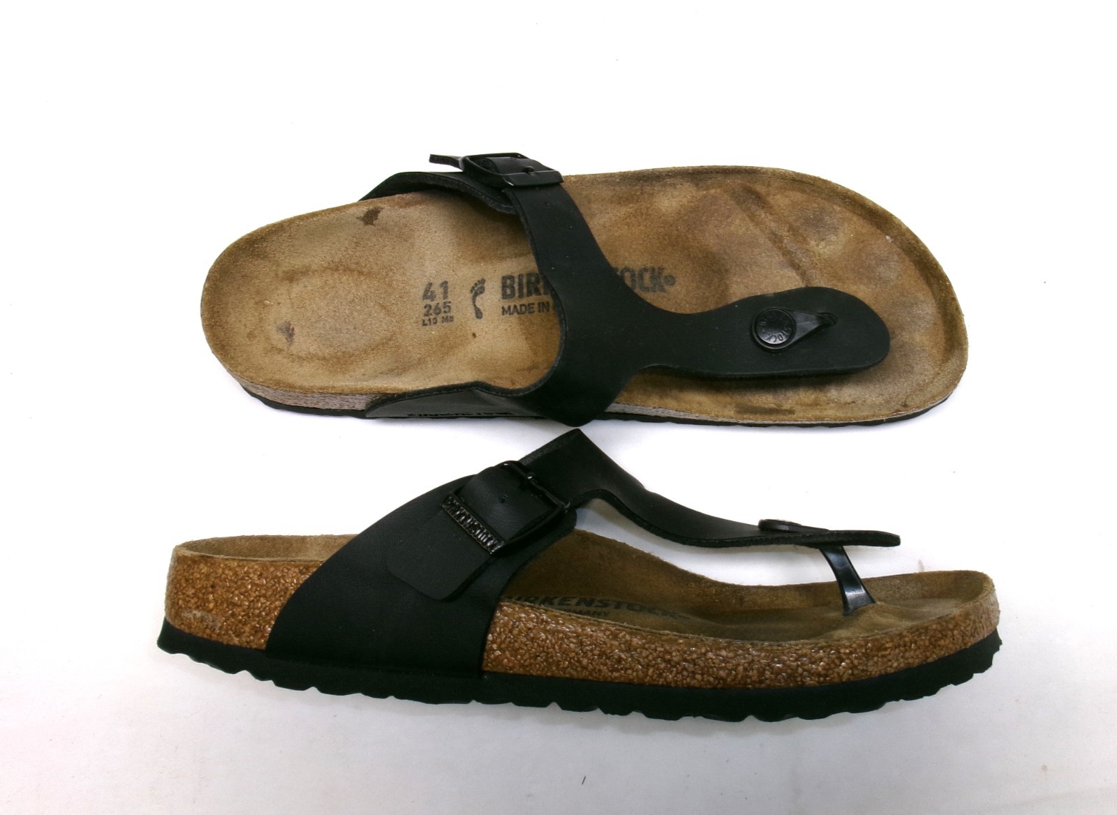 Birkenstock Thong Sandals Gizeh 41 Mocha Brown Leather Flip Flop Buckle Thong 10
