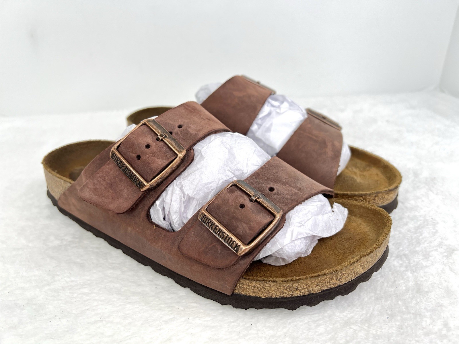 Birkenstock Arizona Brick Brown Oiled Leather Sandals Size 38 / Womens 7 Narrow