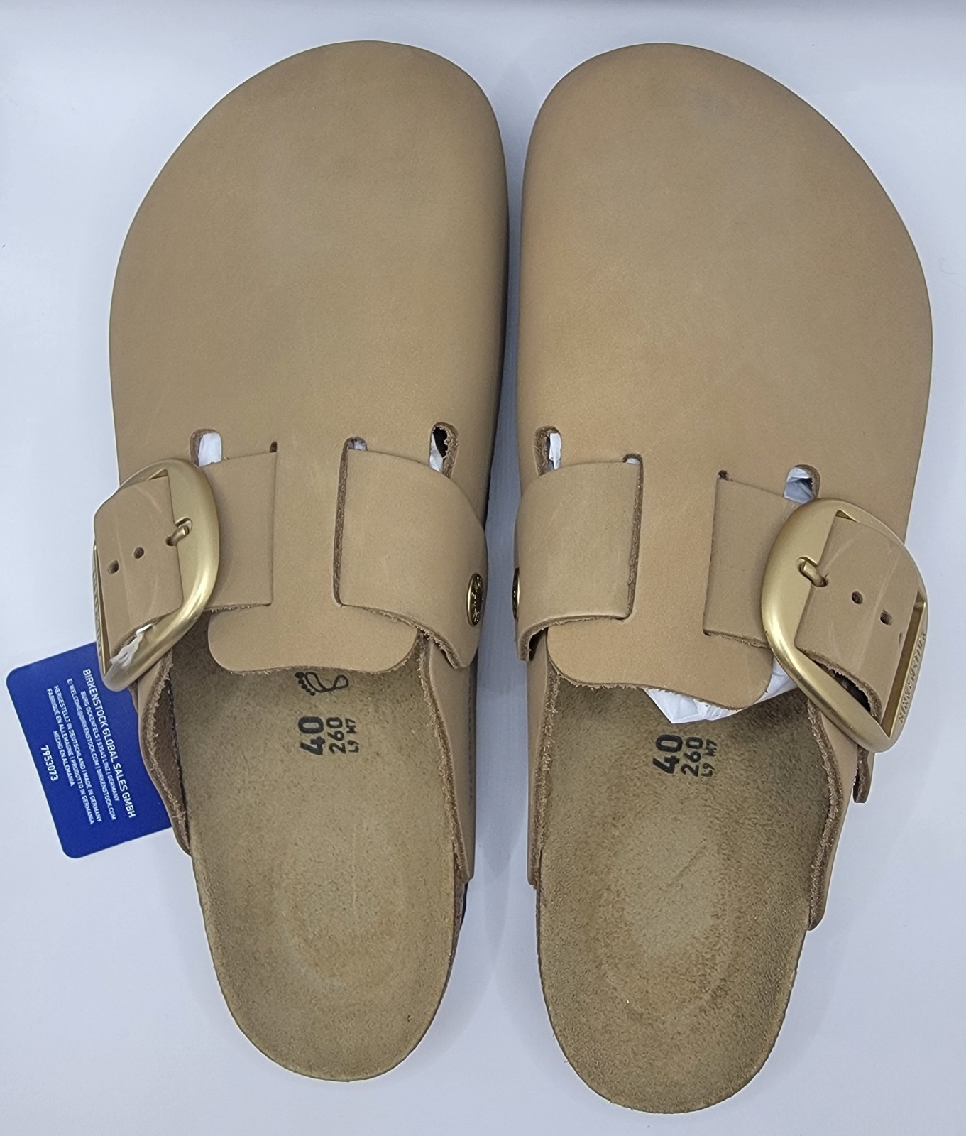 Birkenstock Boston Big Buckle Nubuck Leather Mud Green Color Regular Wide