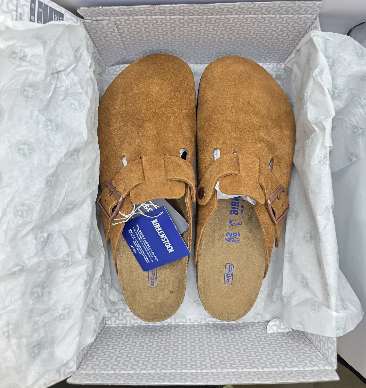 Birkenstock Boston Bs Leather Suede Soft Footbed Mink Color Regular Wide