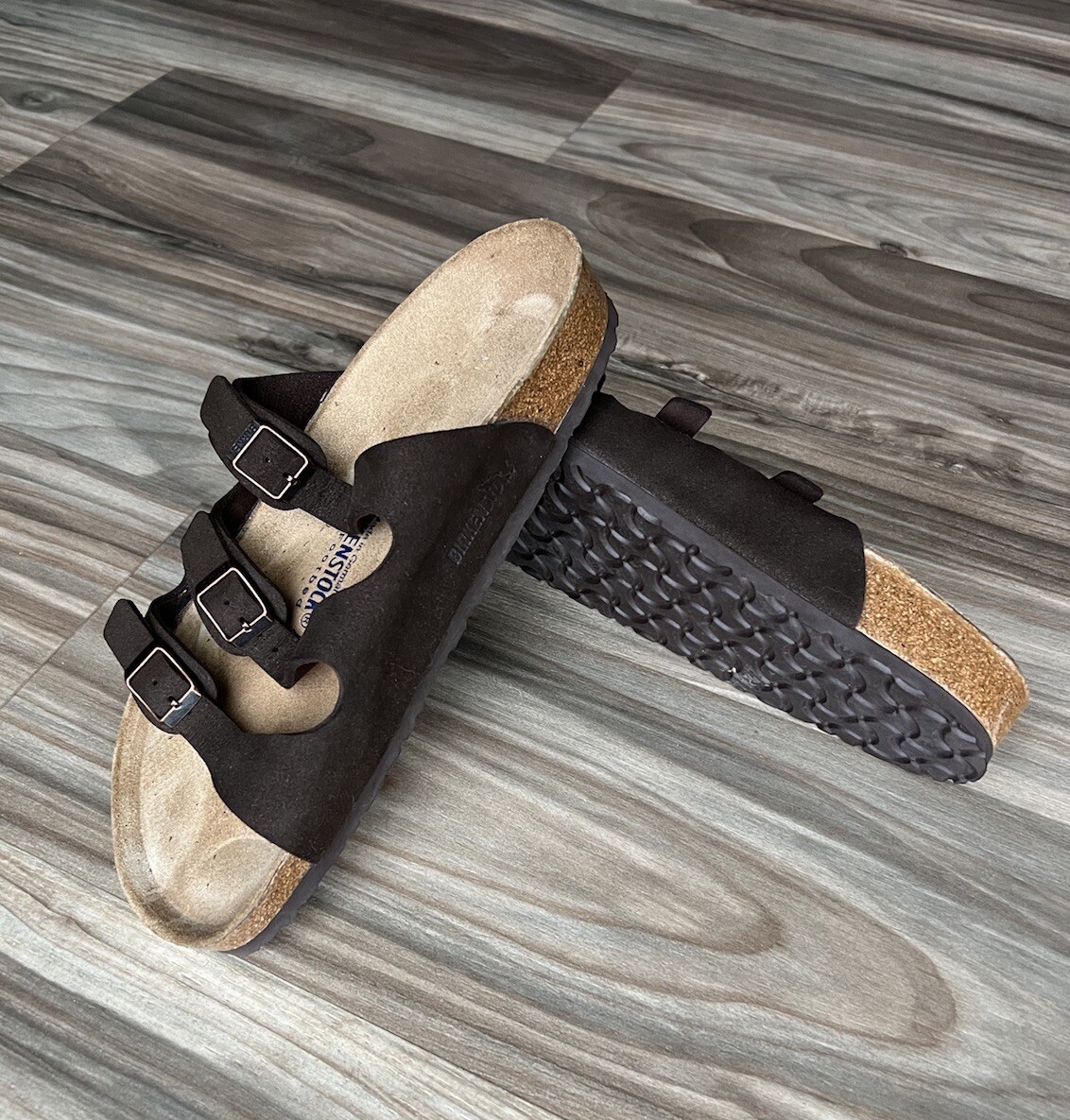 Birkenstock Florida Midnight Soft Footbed Brown Suede Leather Sandals Women”s 11