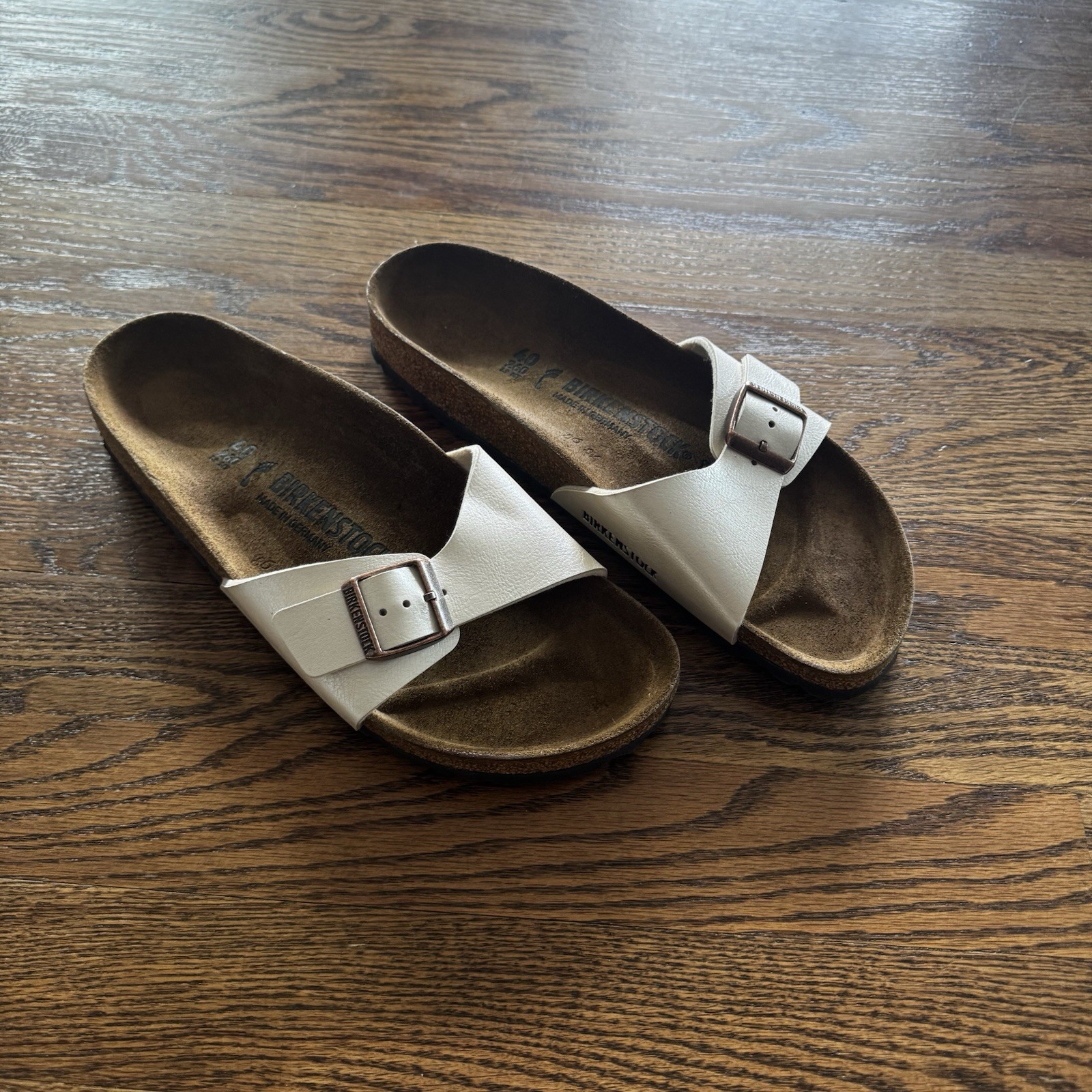 Birkenstock Madrid Birko Flor Cream Ivory Beige Size 9 / EU 40 Sandals