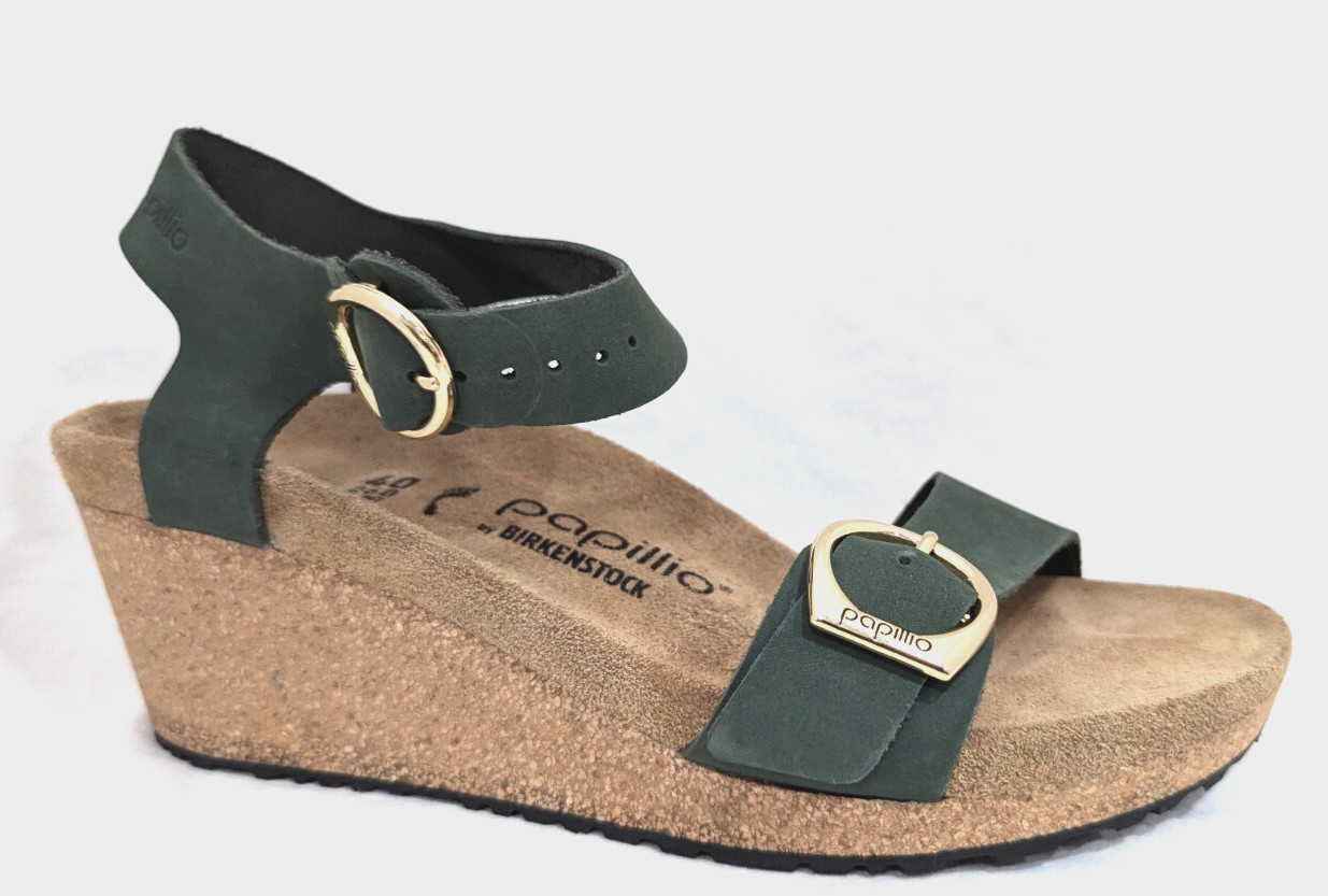 BIRKENSTOCK Papillio Soley GREEN Ring Buckle Wedge Sandal Size 40 US 9-9.5 NWOB*