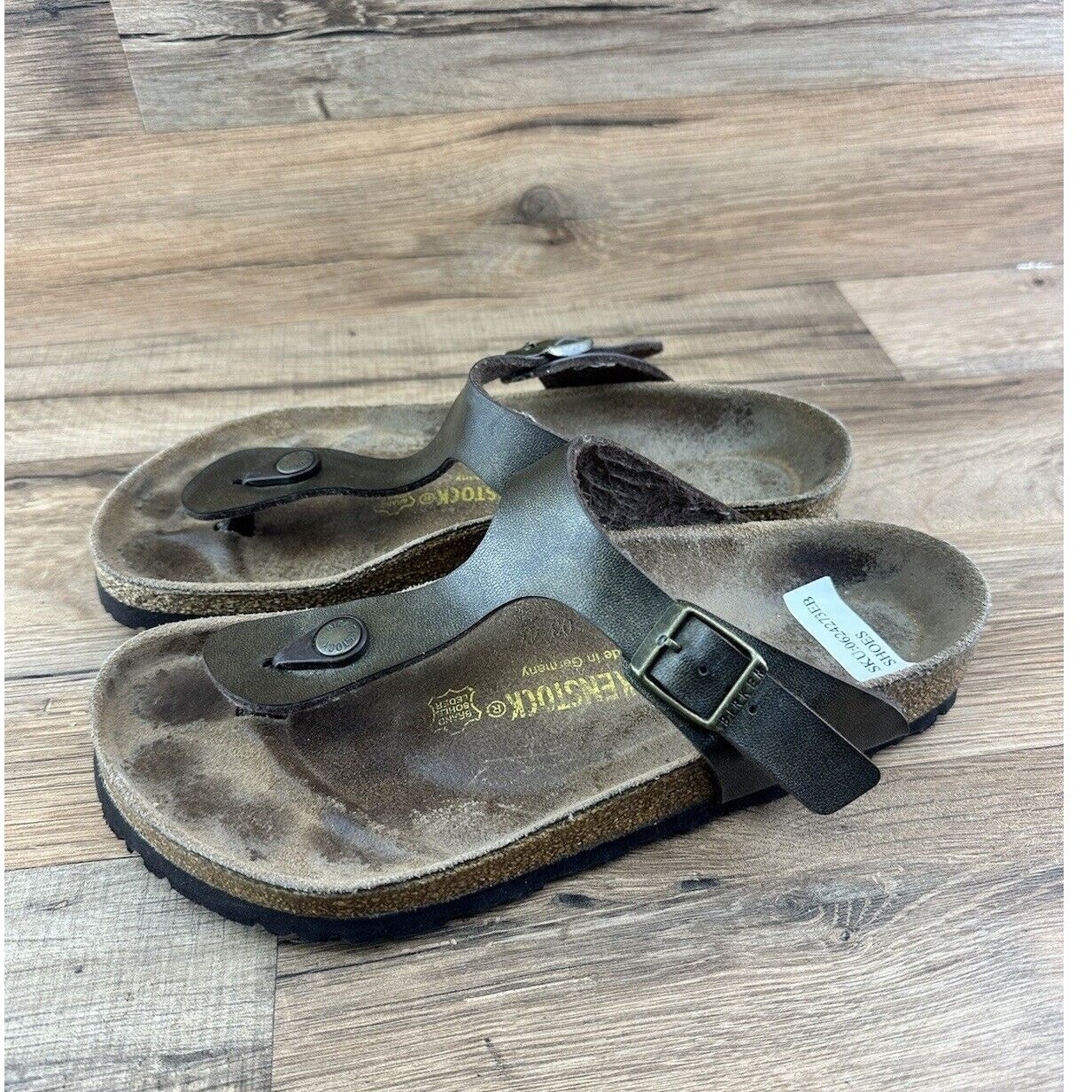 Birkenstock Gizeh Women Size 7 Bronze Thong Leatherette Sandals Slip On