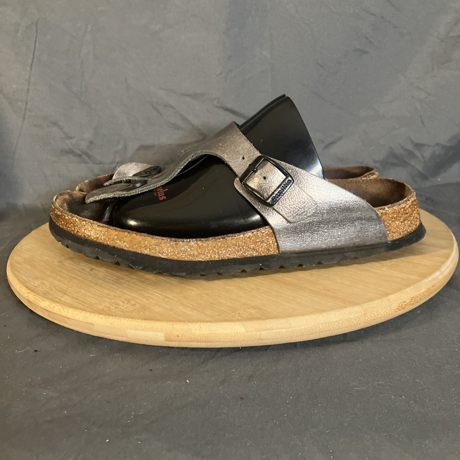 Birkenstock Papillio Gizeh Sandals Women 7/38 Wide Cosmic Silver Glitter T Strap