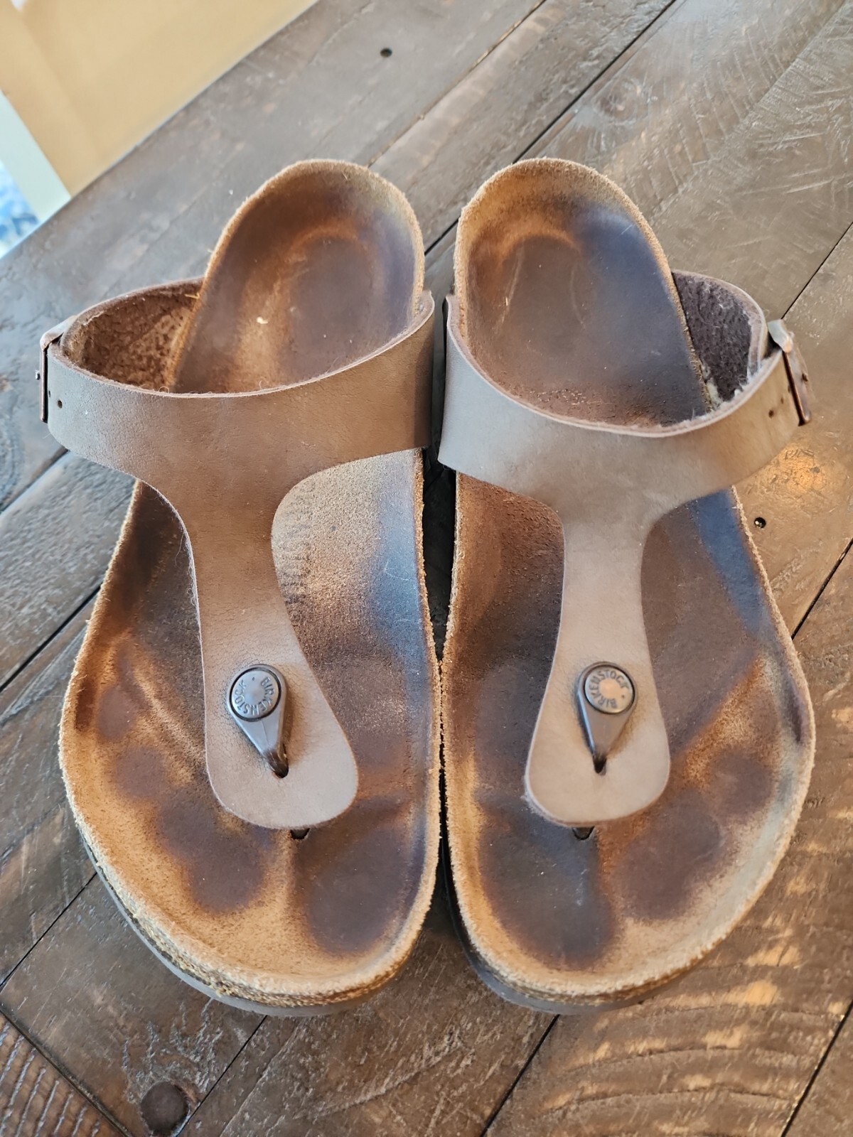 Birkenstock Gizeh Thong Buckle Brown Leather Sandals Unisex W 10 M 8