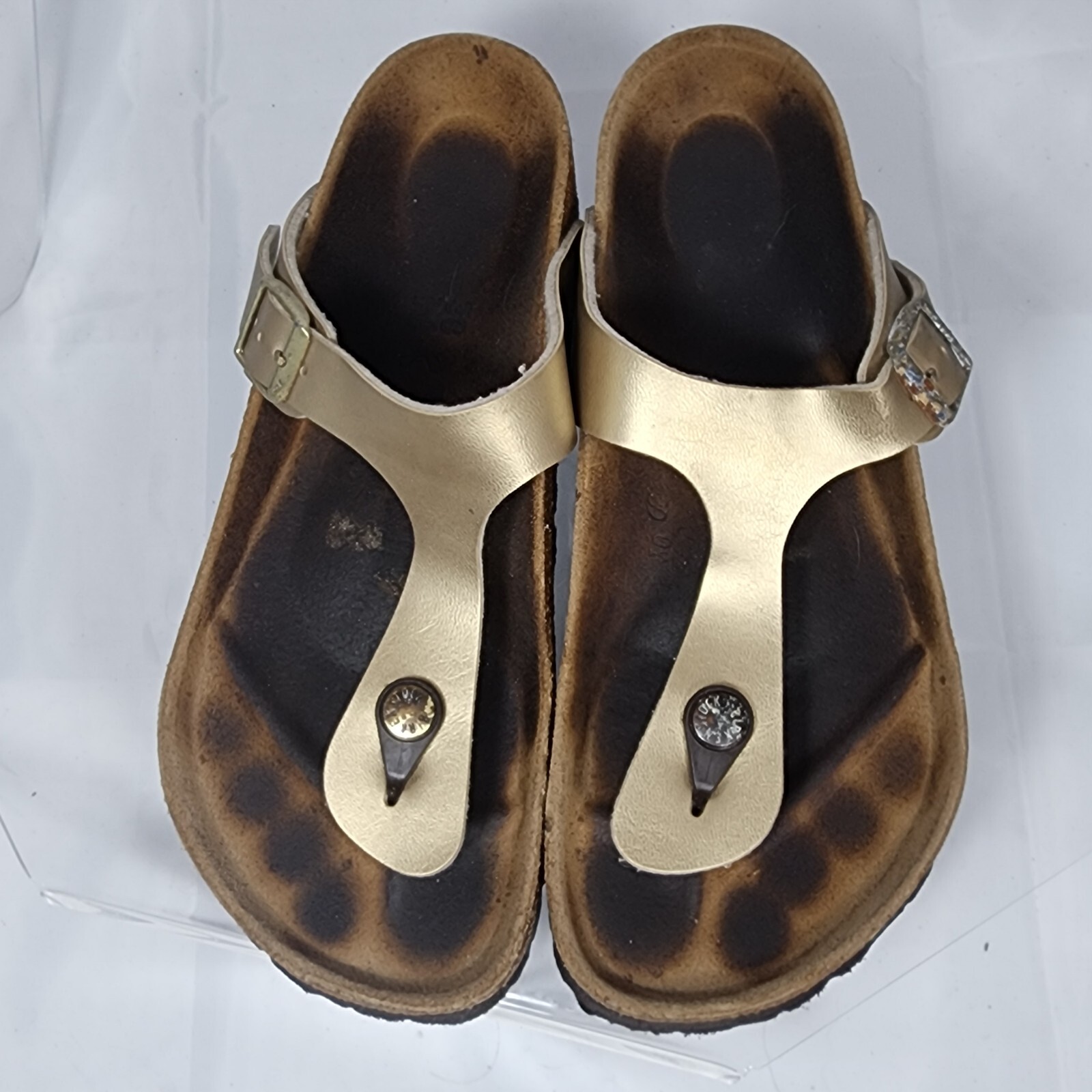 Rusty Birkenstock Gizeh Women 38/7 W Metallic Gold Birko Flor Thong Sandals
