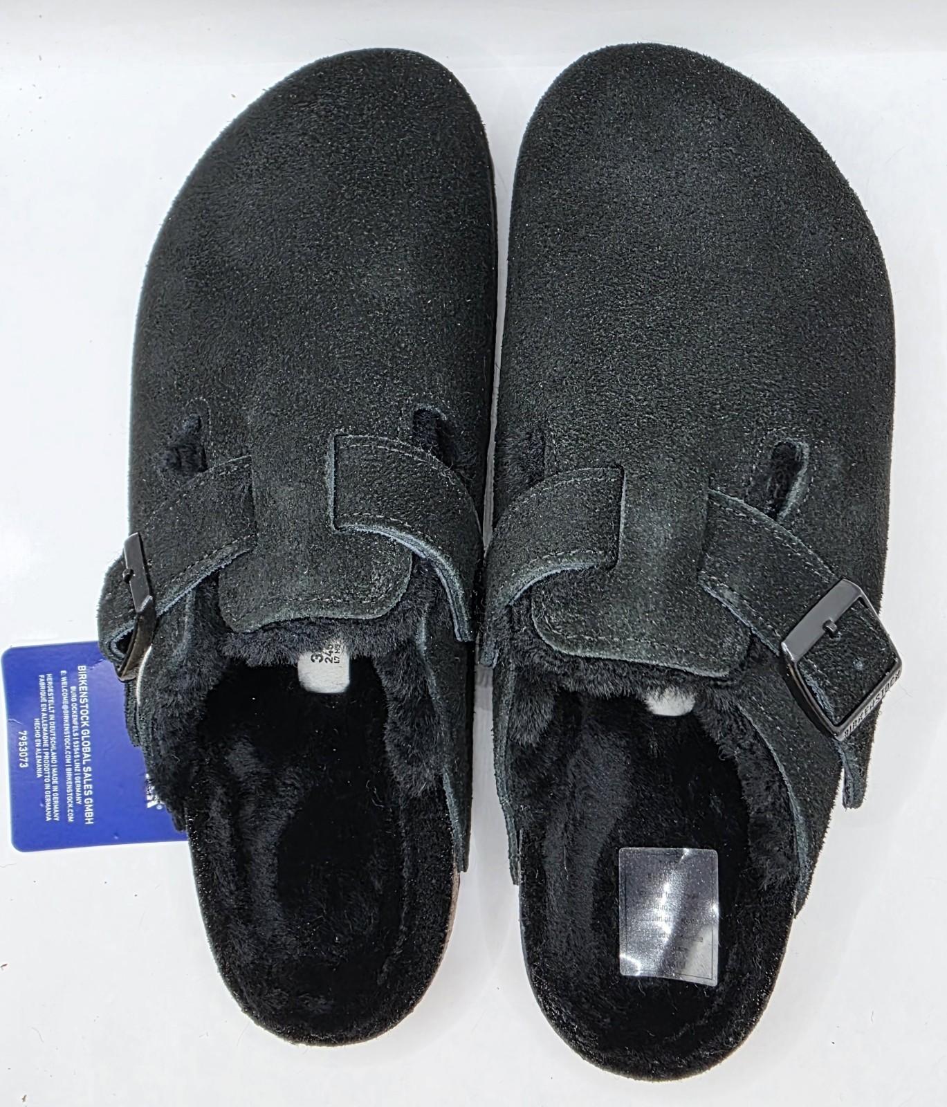 Birkenstock Boston Shearling Leather Suede Black Color Narrow