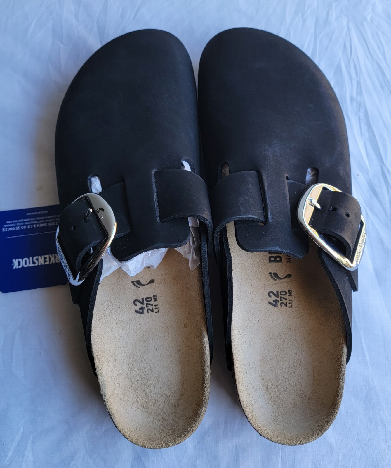 Birkenstock Boston Big Buckle Nubuck Color Black  Narrow