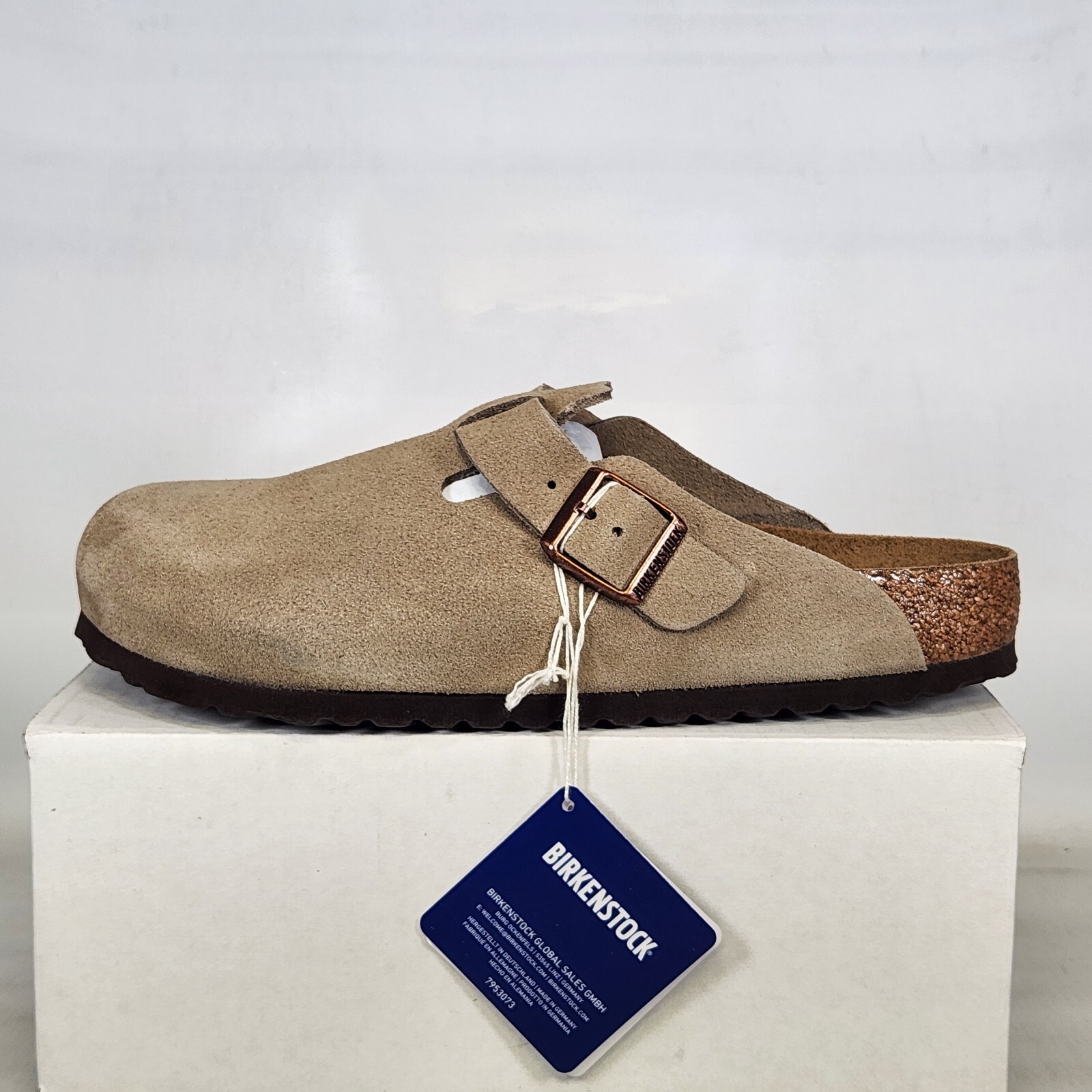 Size 9-9.5 NARROW (EU 40) – Birkenstock Boston Suede – Taupe – Womens