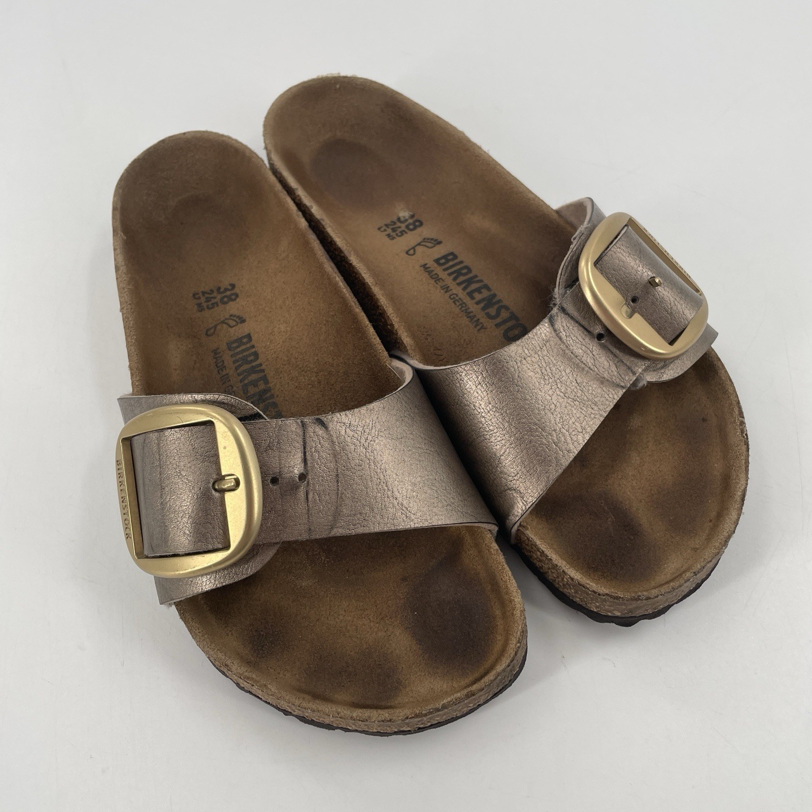 Birkenstock Madrid Big Buckle Gold Leather Sandals – Women’s Size 38 / US 7-7.5