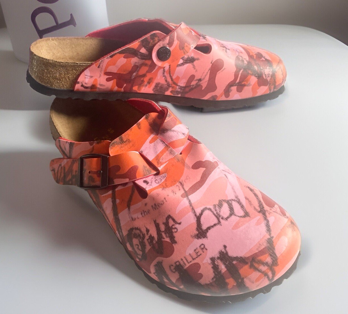 Birkenstock Papillio Graffiti Camouflage Red Birko Boston 38 L 7 M 5 RARE