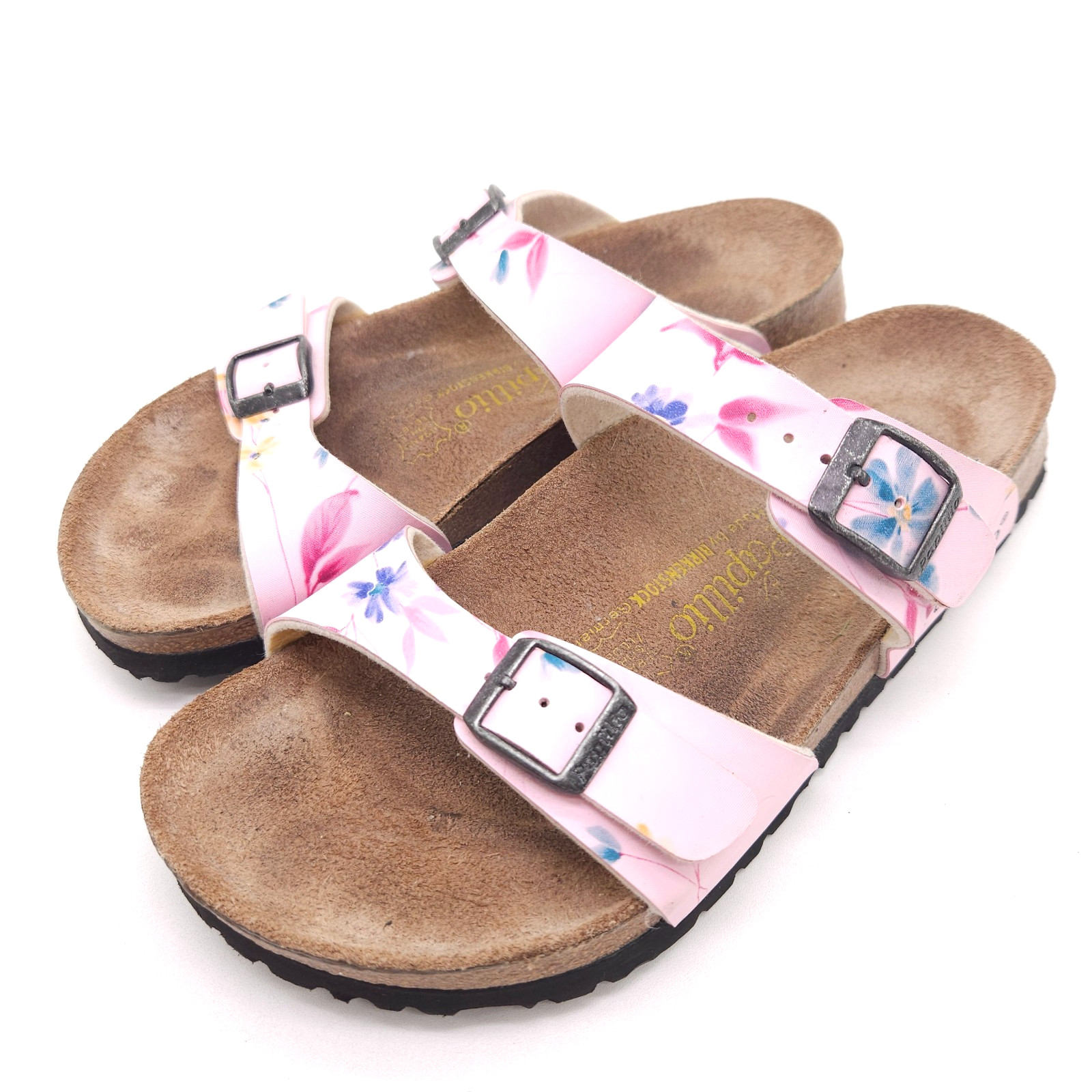 Birkenstock Papillio Womens 7 Floral Flower 2 Strap Arizona Sandals Slip On Cork