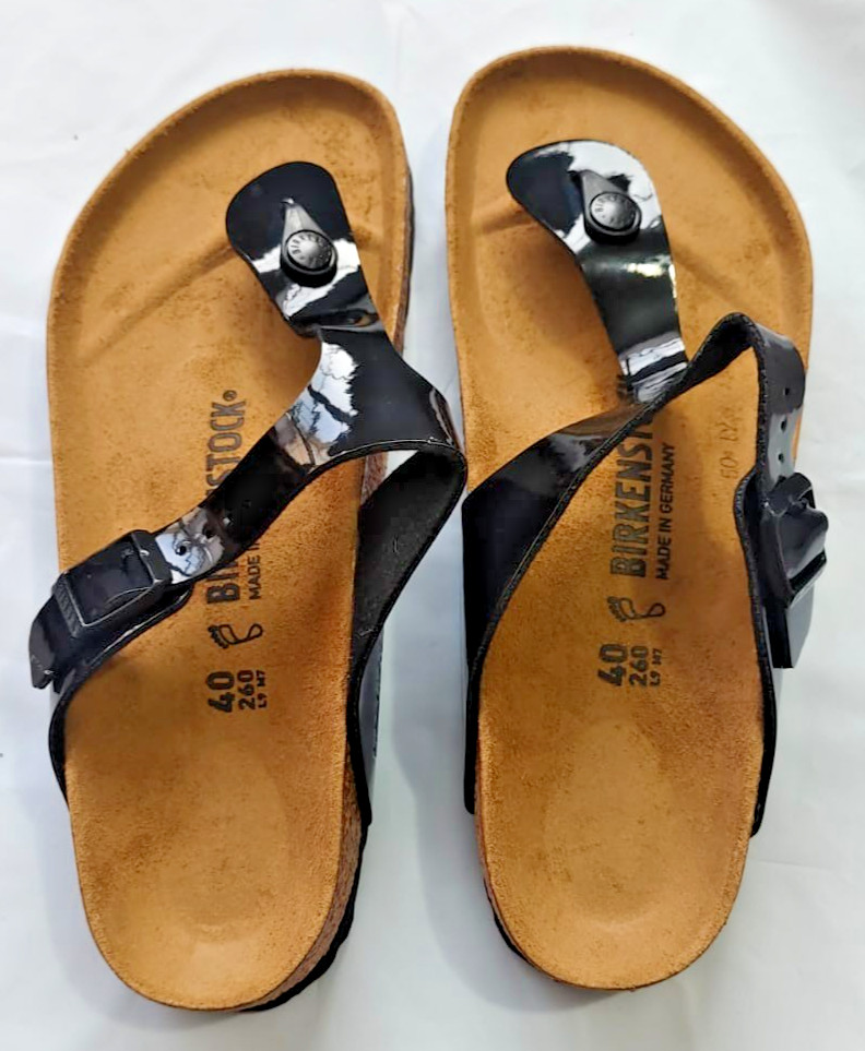 Birkenstock Gizeh unisex patent leather Sandal Black EU 40 (M7 L9)
