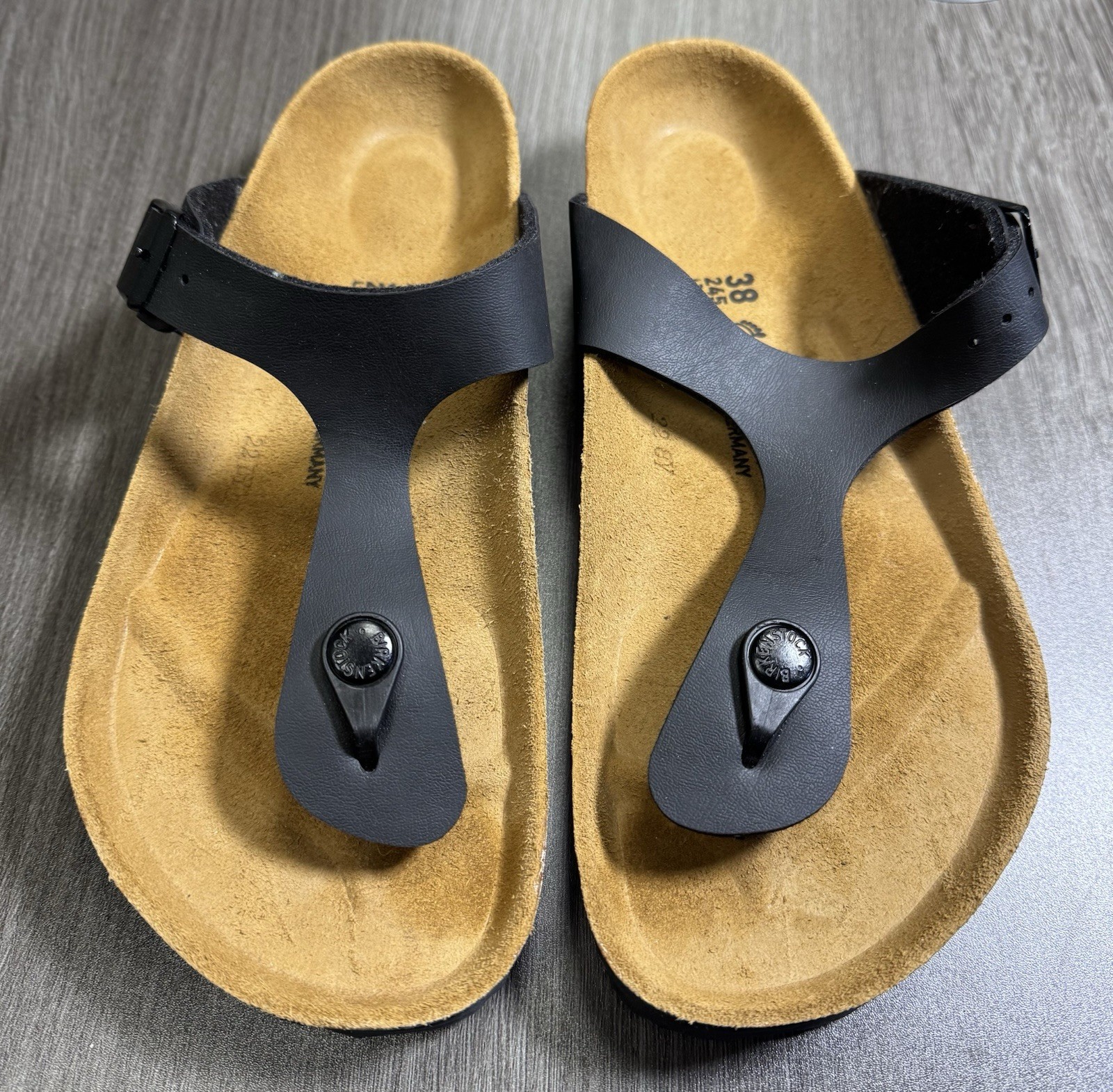 Birkenstock Gizeh BS Black Birko-Flor Slide Sandals Sz 38 EU / Wmn 7.5 Men 6 US