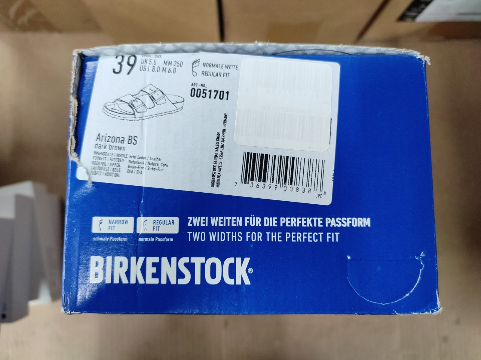 Birkenstock Arizona Double Strap Sandals – Size 8(W) 6(M) US, Dark Brown,