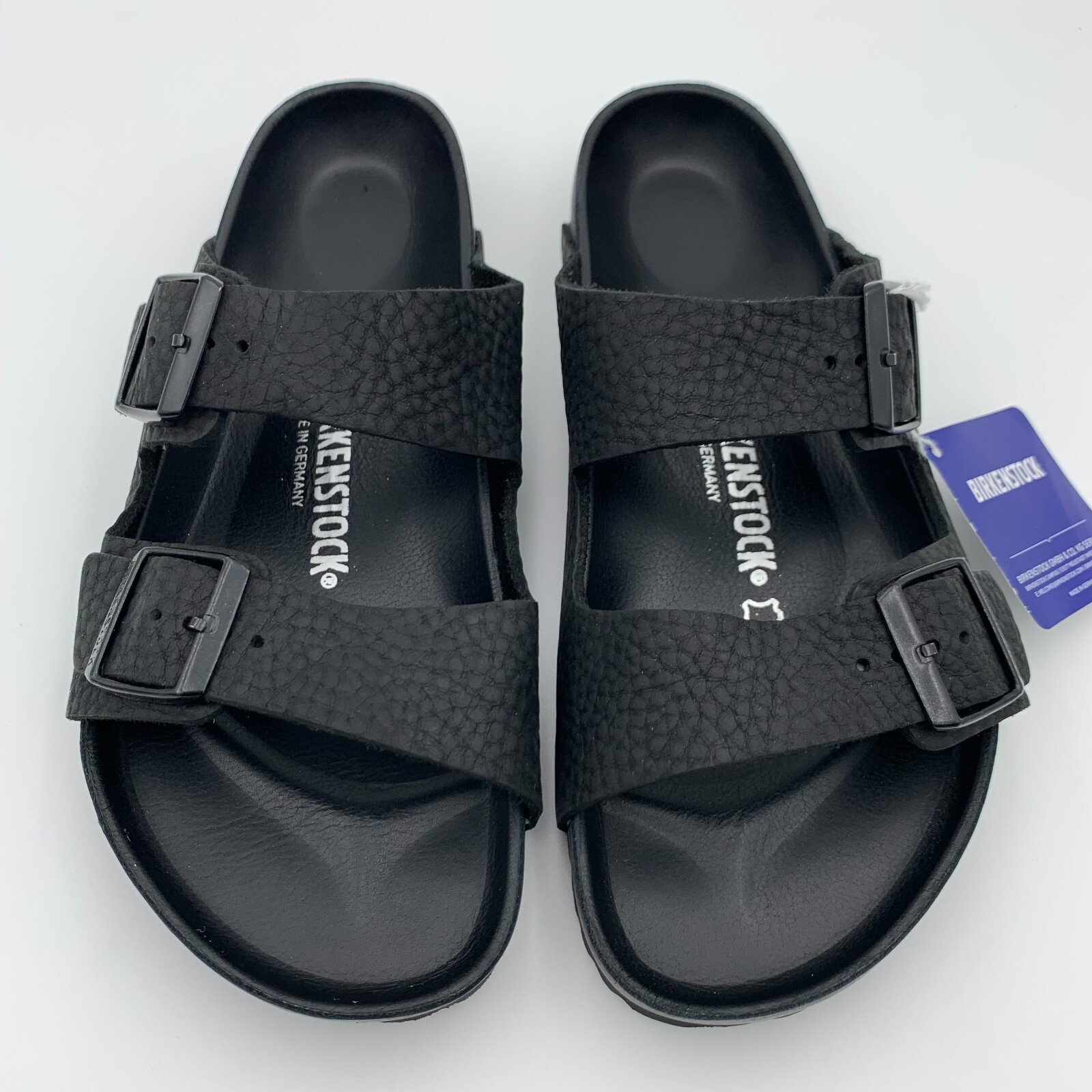 Birkenstock New w/ Box Arizona Black Grained Natural Leather Exquisite Regular