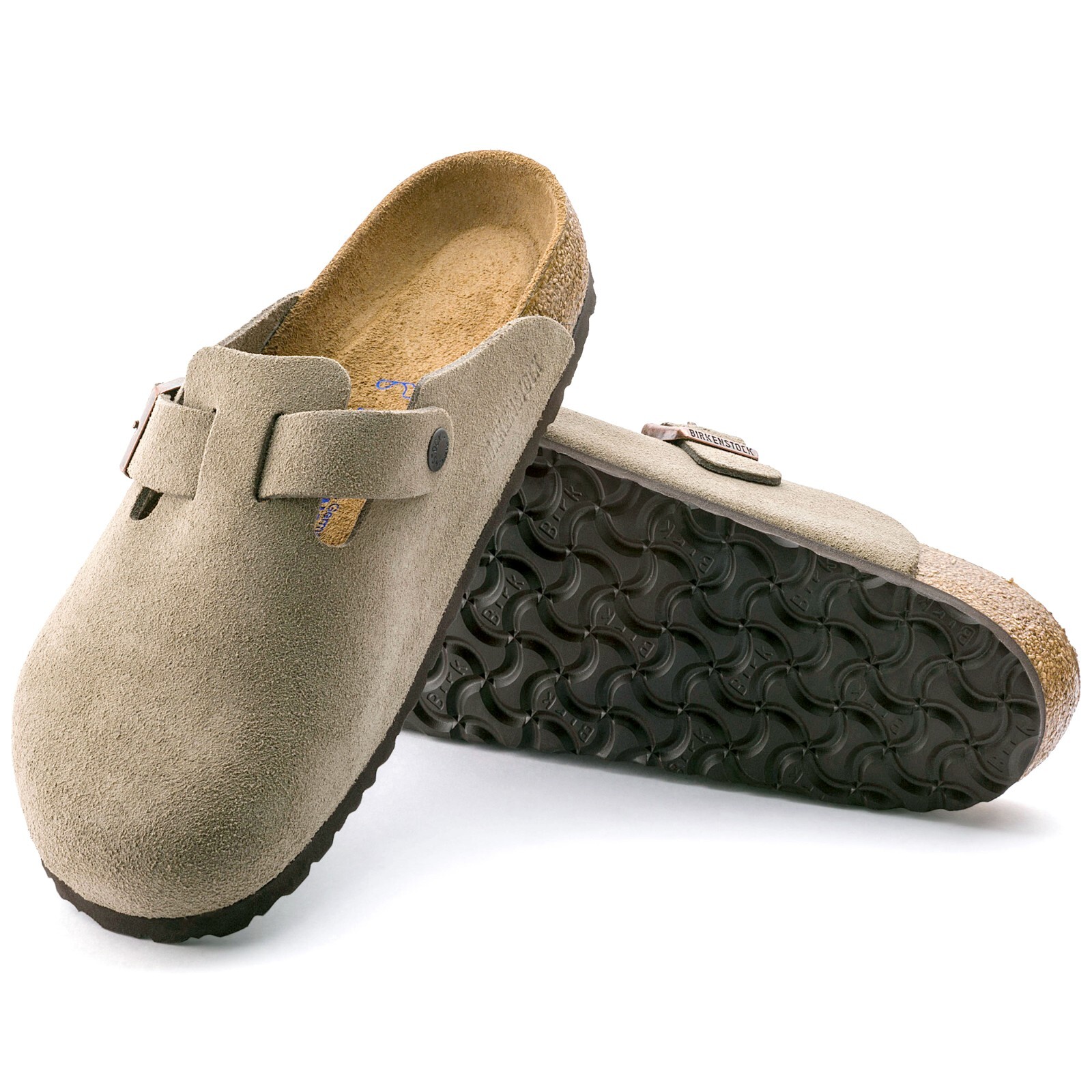 Birkenstock Boston Soft Footbed Suede Leather (Taupe) Men’s Sandals 560771
