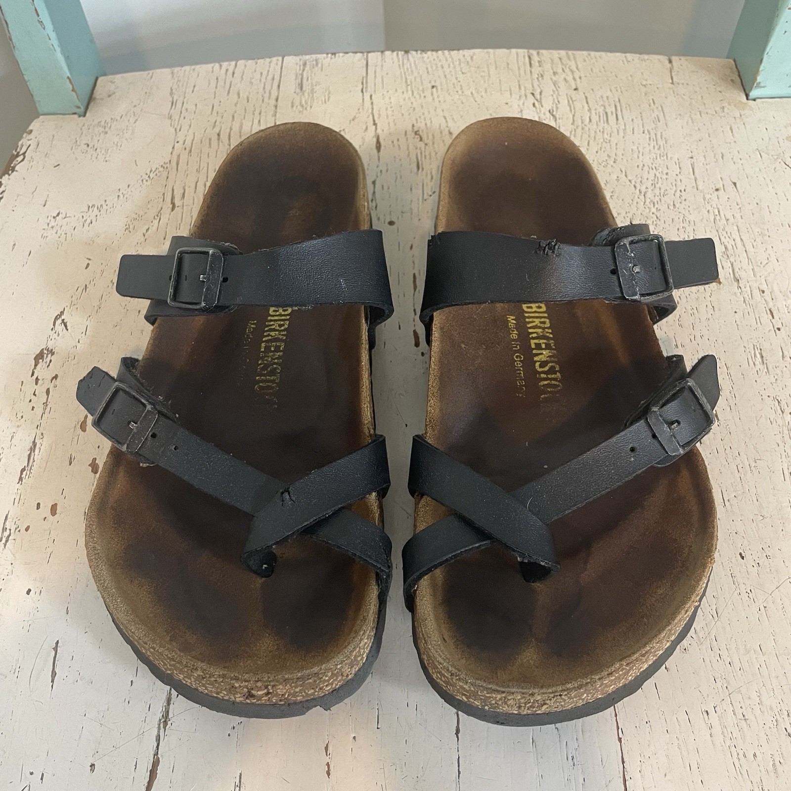 Birkenstock Mayari Black Leather Women Sandals Slides Shoes Slides 37 6.5 READ