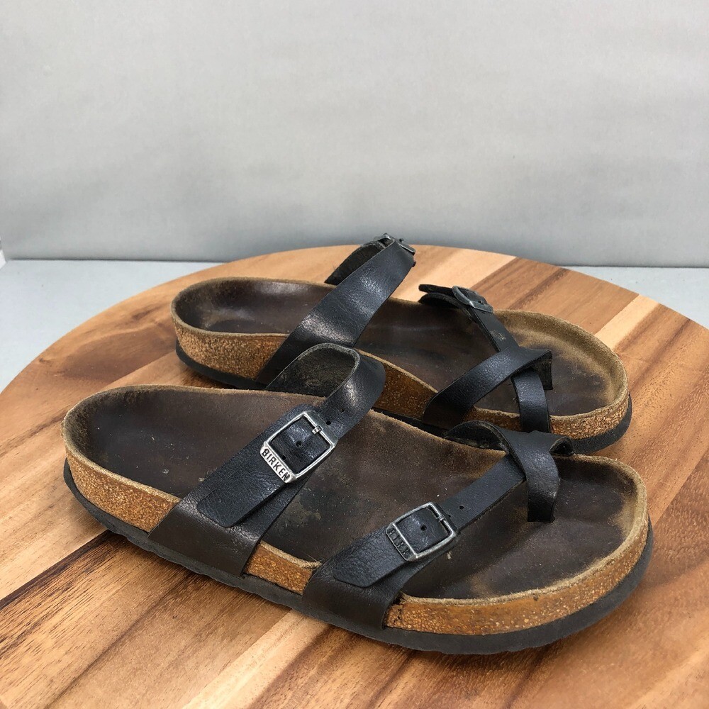 Birkenstock Mayari Toe Loop Sandals Womens 38 / 7.5 Black Adjustable Buckle