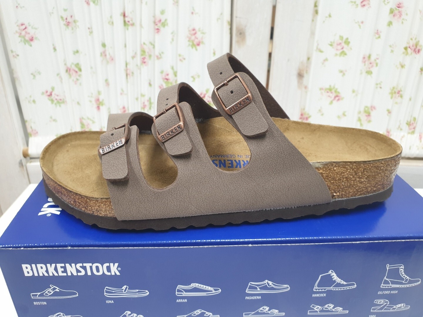 Birkenstock Florida BS Mocca Birko Flor Slide Sandals 100% Authentic