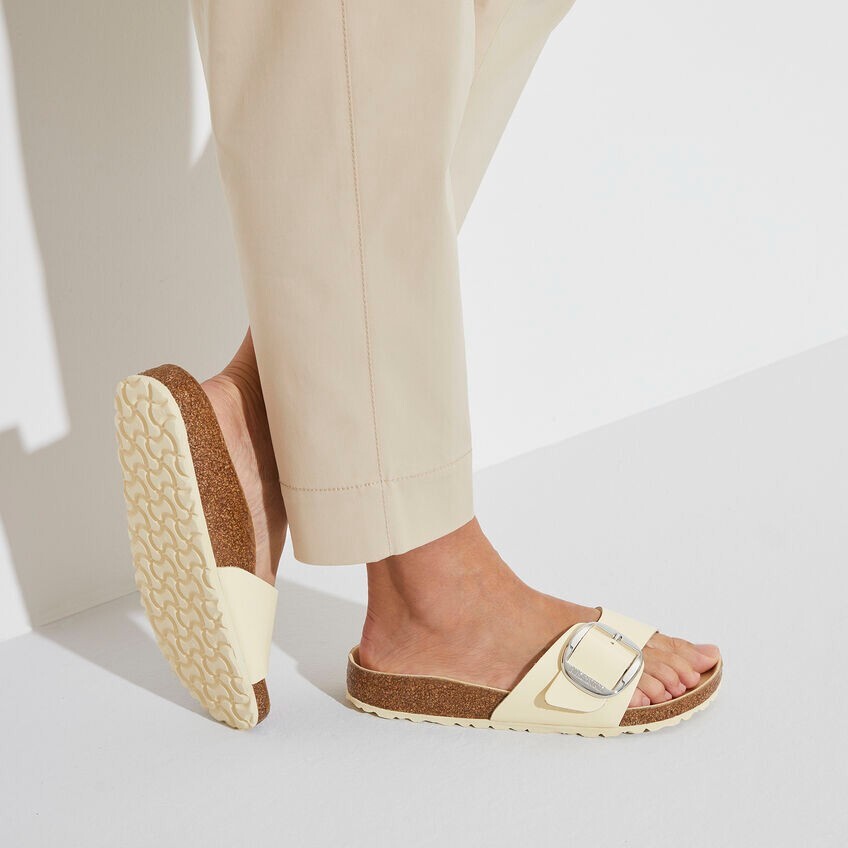 Birkenstock Madrid Big Buckle Slide Shine Butter Leather Sandal Women’s 40/9-9.5